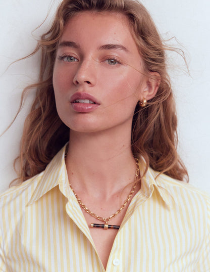 Halskette mit T-Steg aus Harz-Klassisch, Schildpattmuster-1