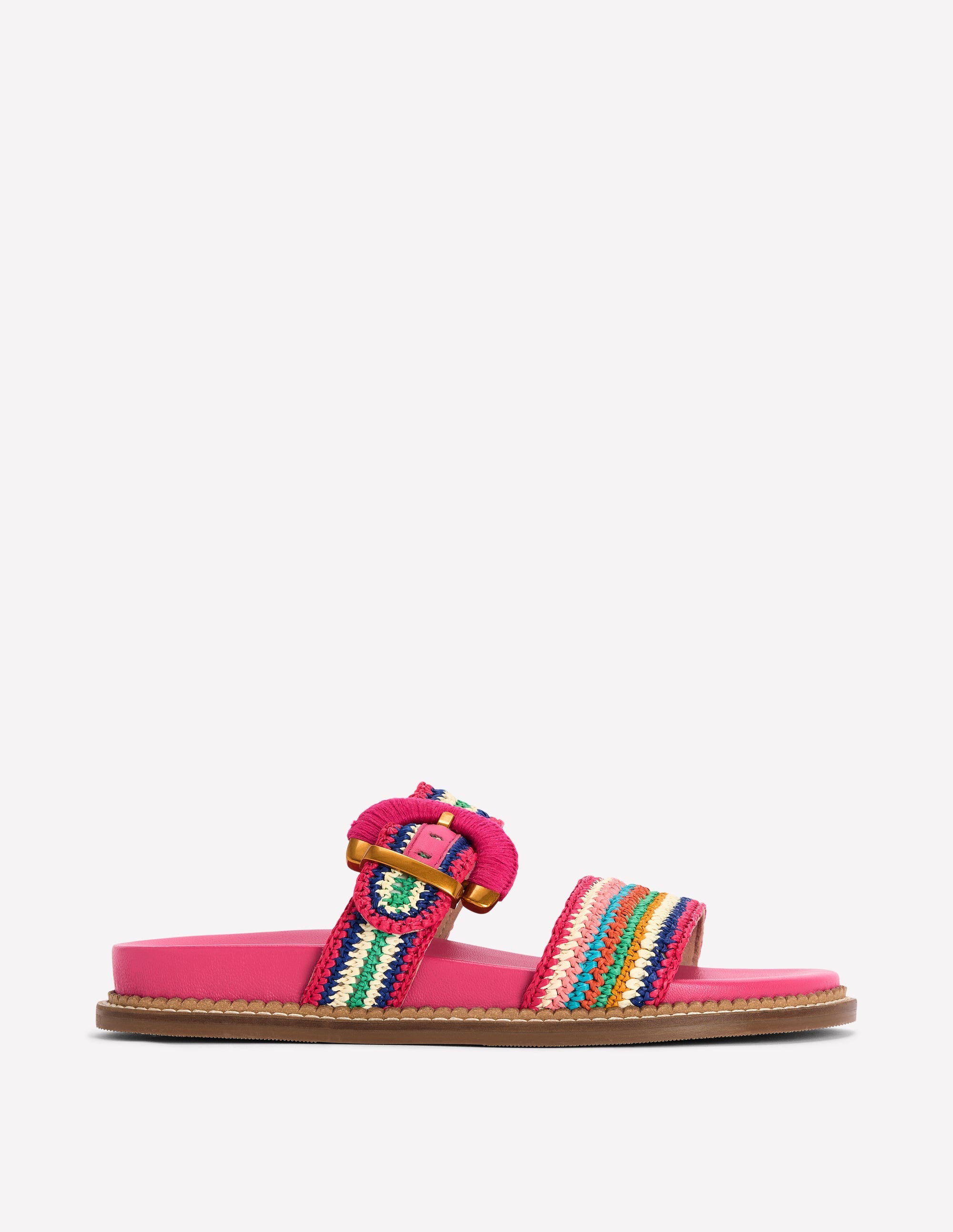 Caryl Sandalen mit Doppelriemen-Ackerbohnengrün/Pink, Gestreift - Image 1