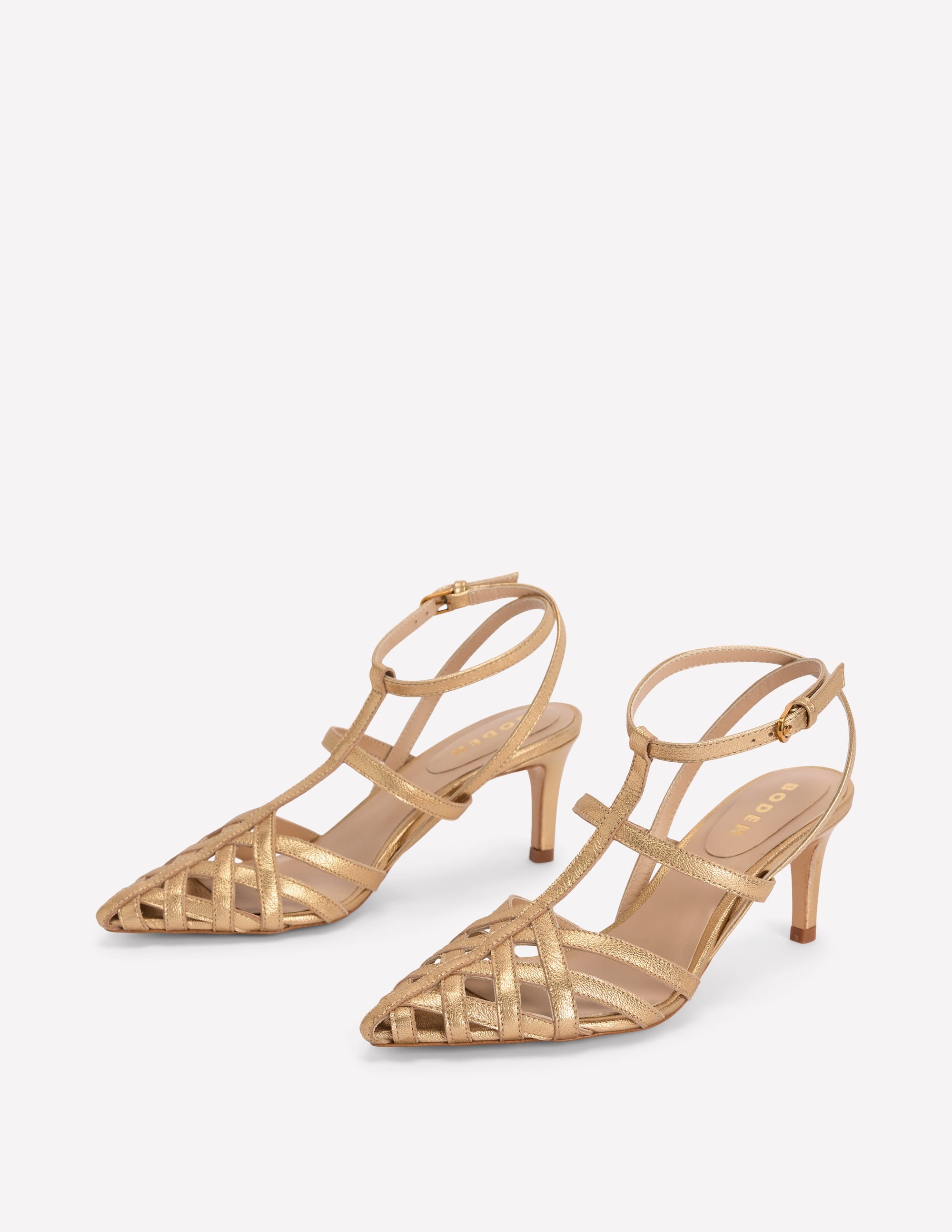 Absatzschuhe mit Gitterdesign an der Spitze-Gold - Image 3