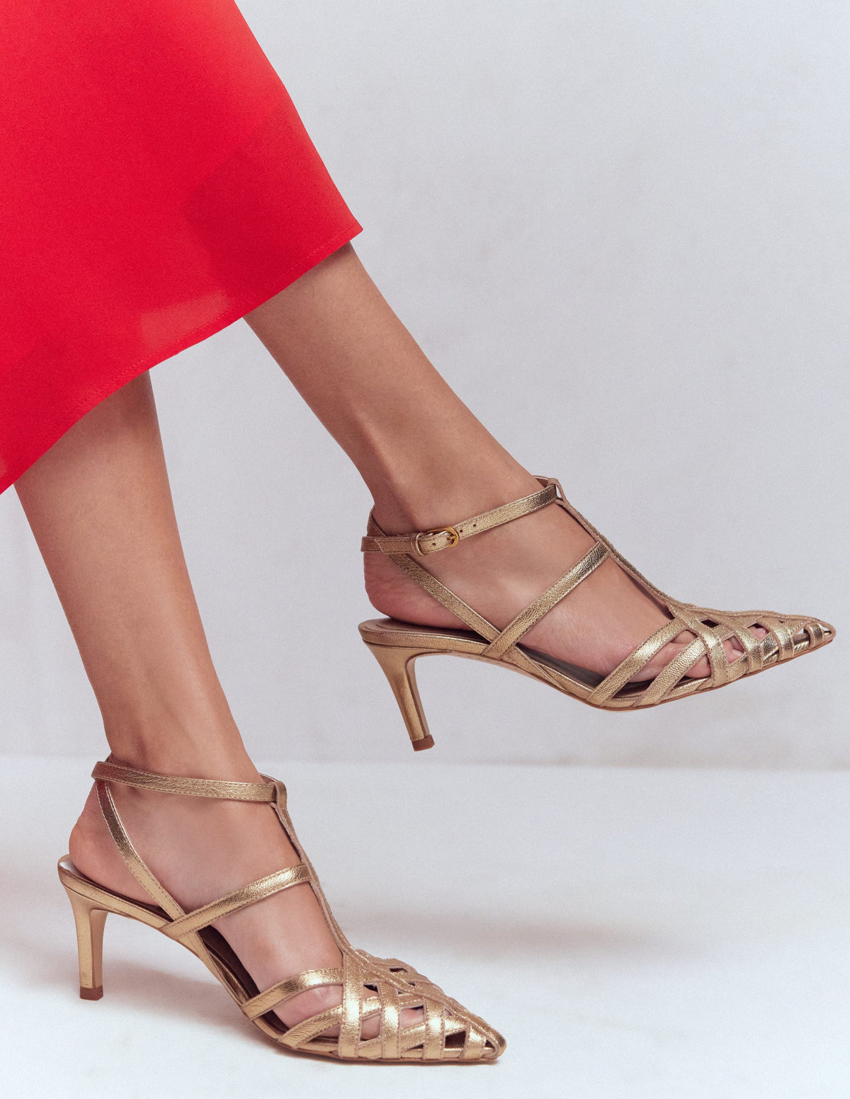 Absatzschuhe mit Gitterdesign an der Spitze-Gold - Image 2
