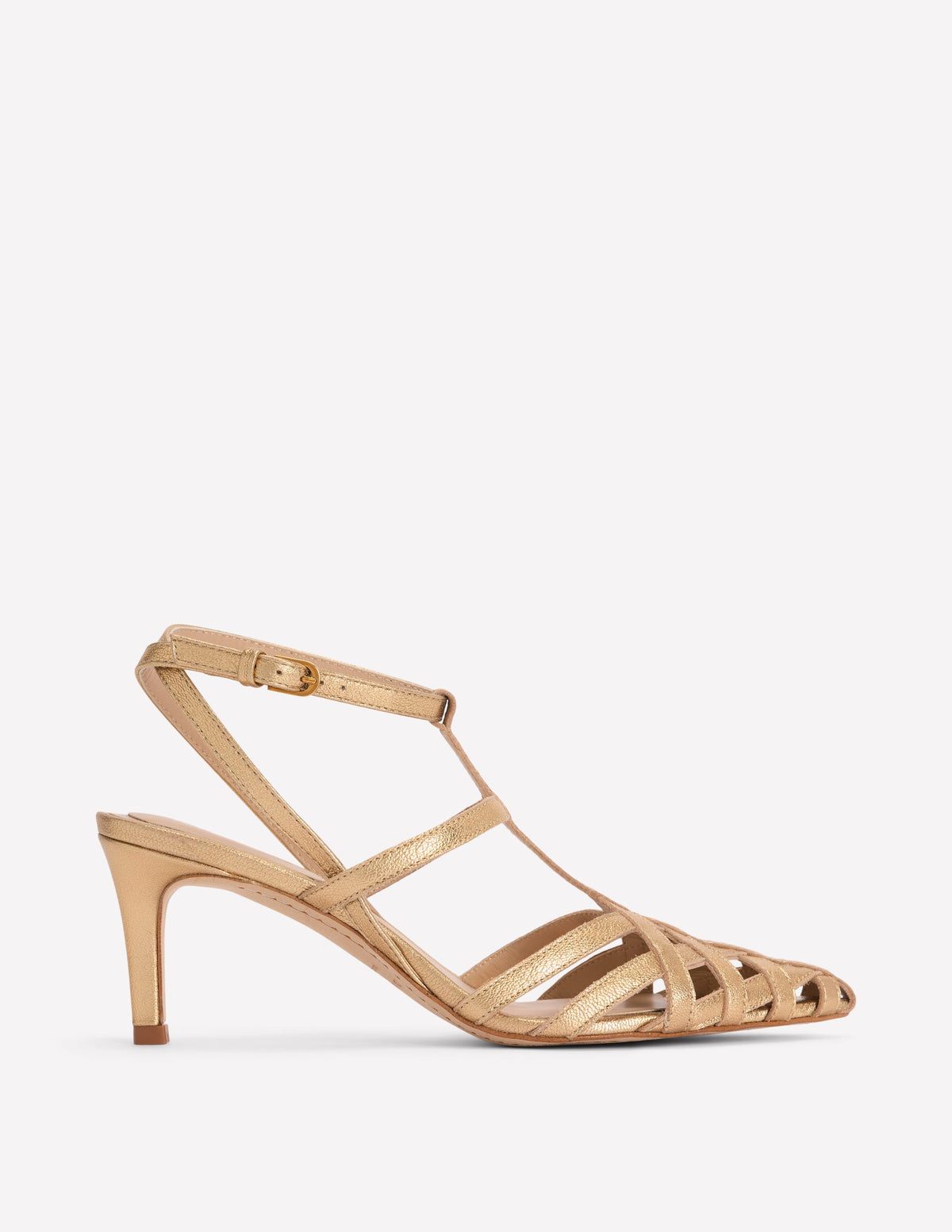 Absatzschuhe mit Gitterdesign an der Spitze-Gold - Image 1