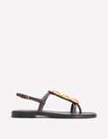 Flache Sandalen mit Scheibendetails-Dunkle Schokolade