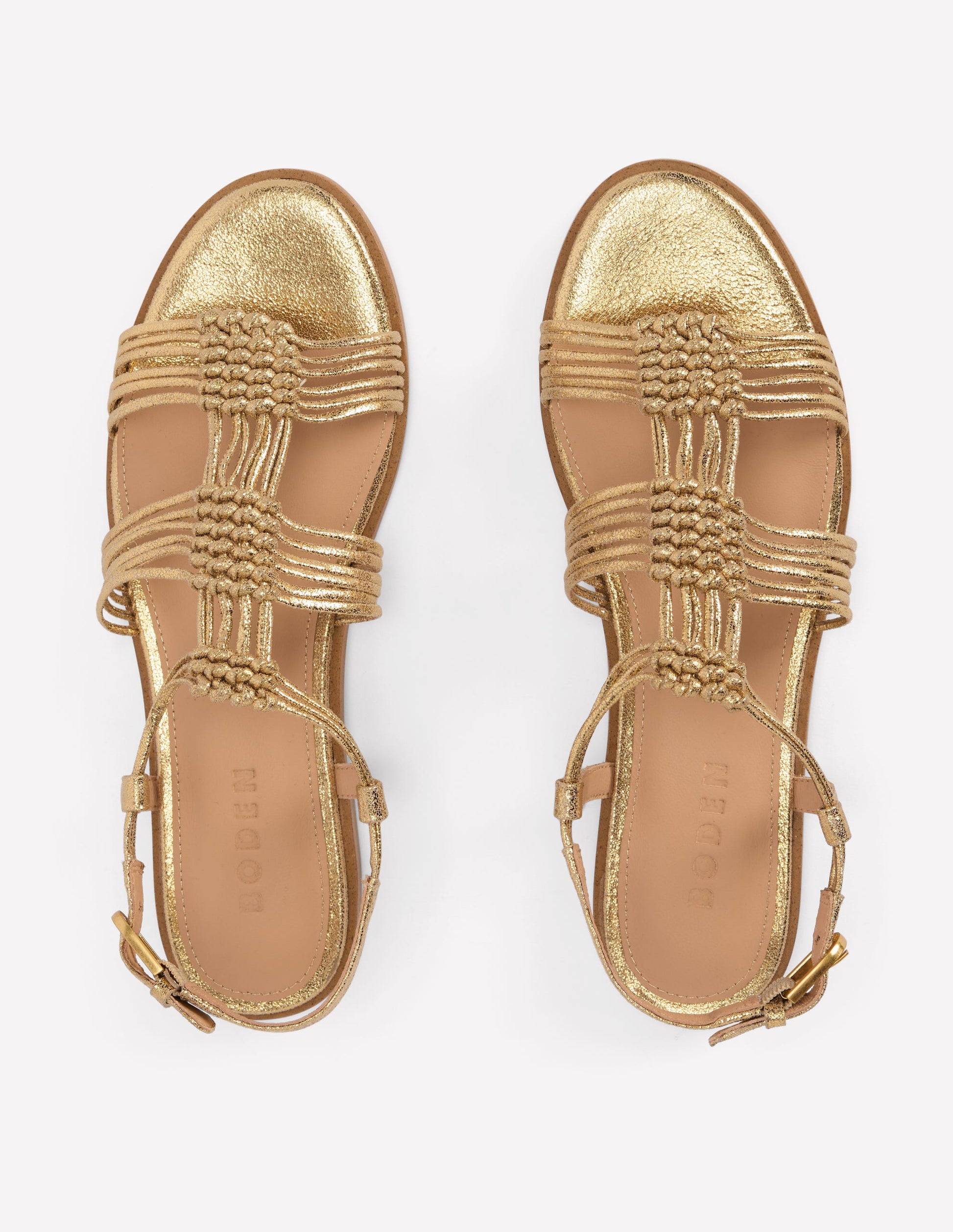 Sandalen mit Knoten und mehreren Riemen-Gold-5