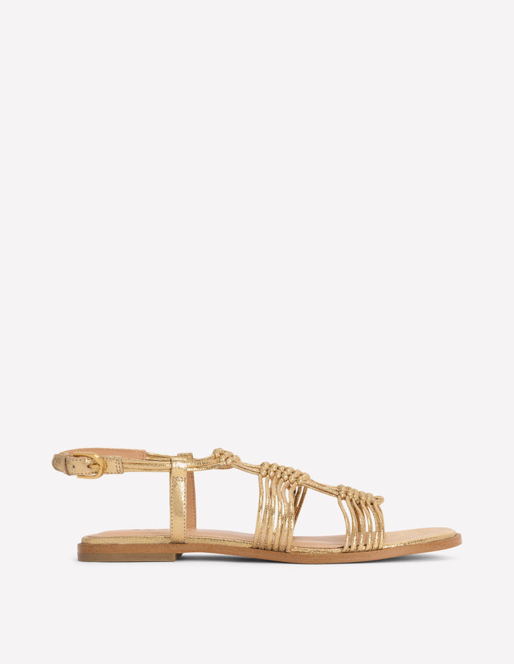Sandalen mit Knoten und mehreren Riemen-Gold