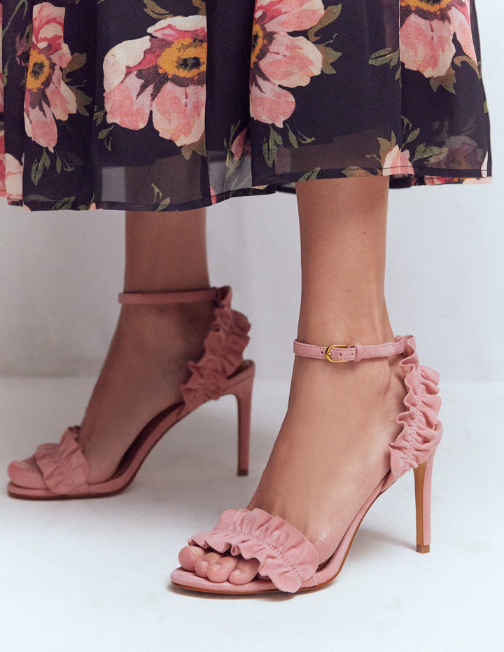 Absatzsandalen mit Faltendetail-Mandelblütenrosa