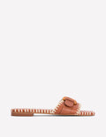 Flache Sandalen mit Besatz-Hellbraun