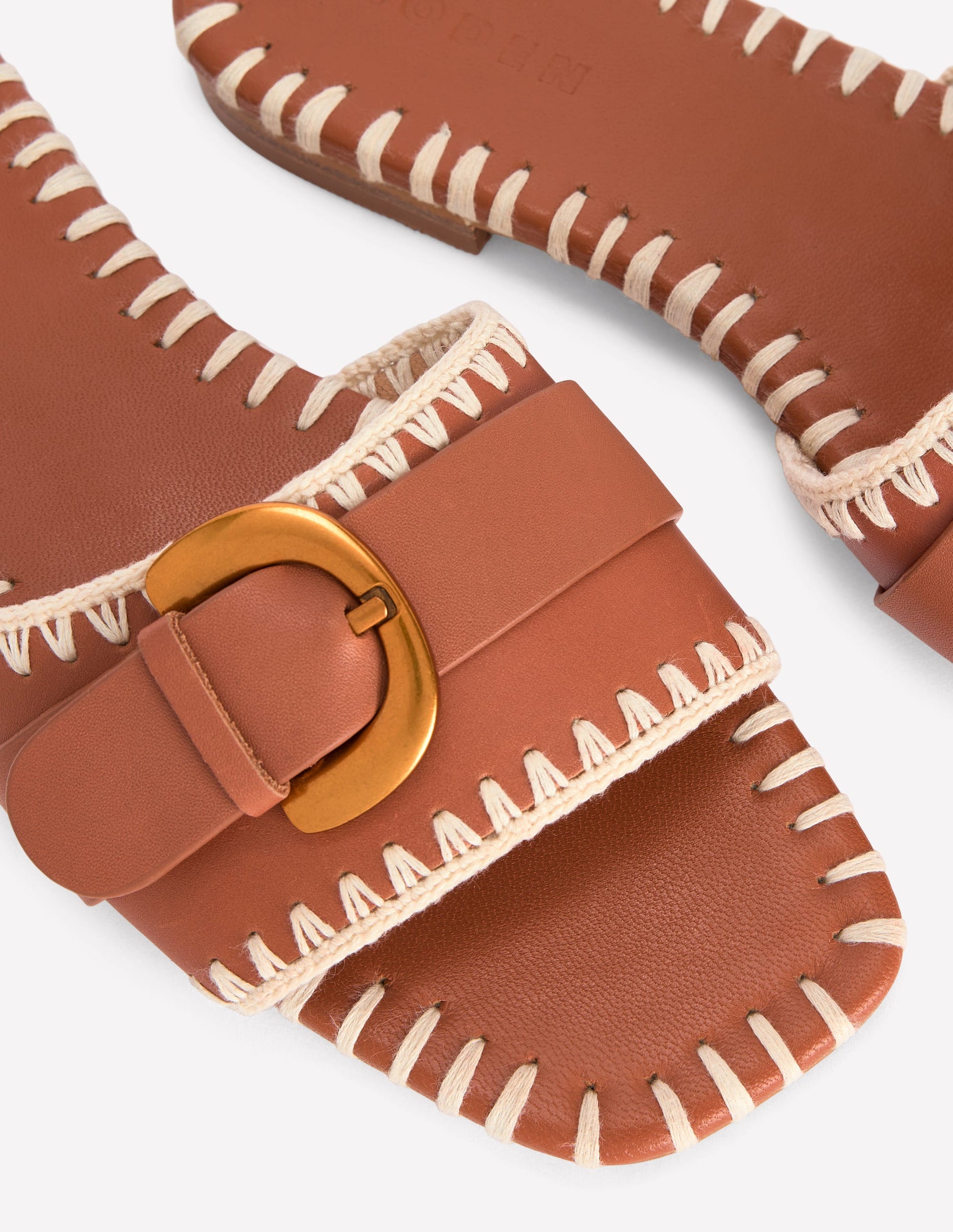 Flache Sandalen mit Besatz-Hellbraun-4