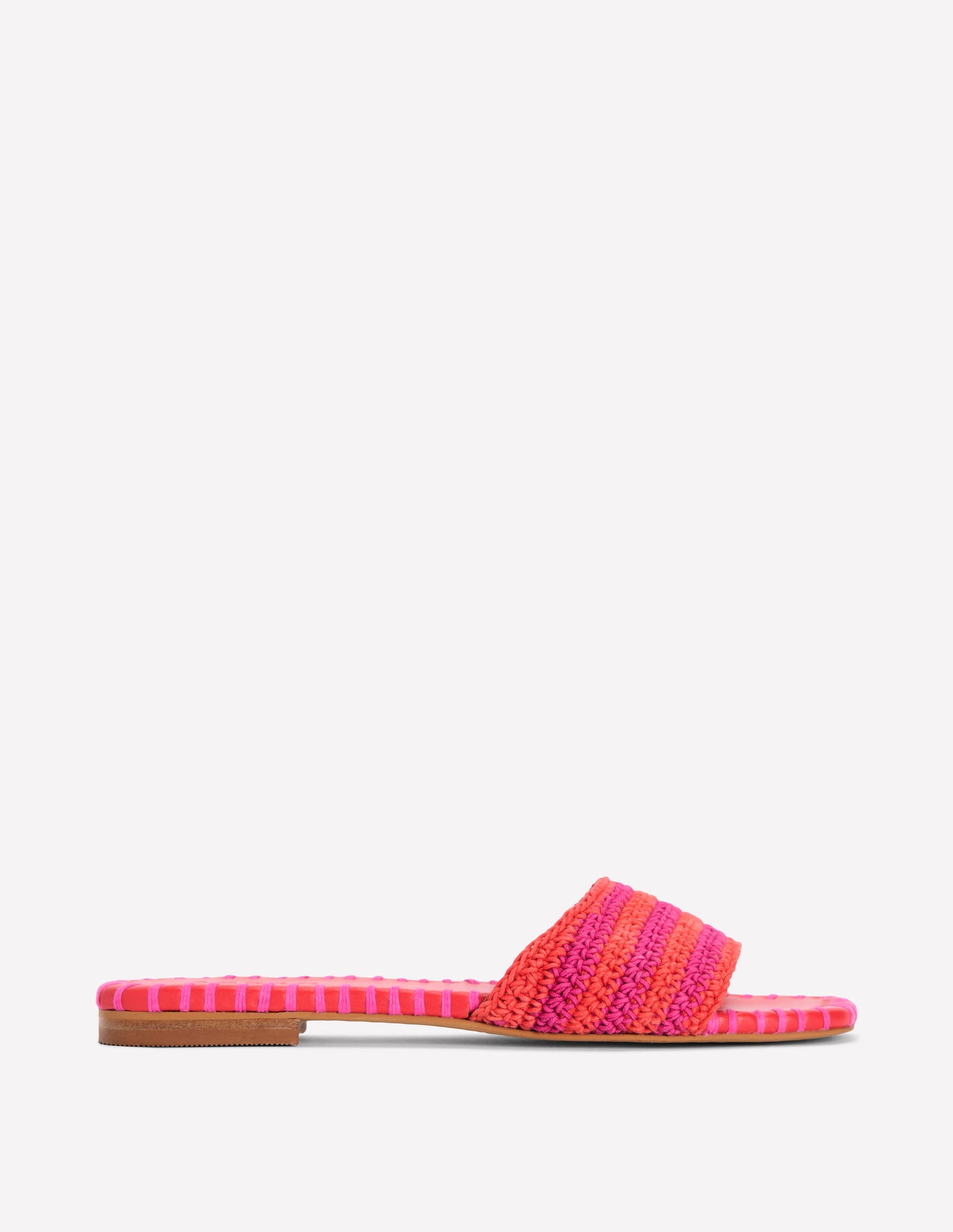 Trim Detail Flat Sandal-Pink Peony/Orange Stripe-1