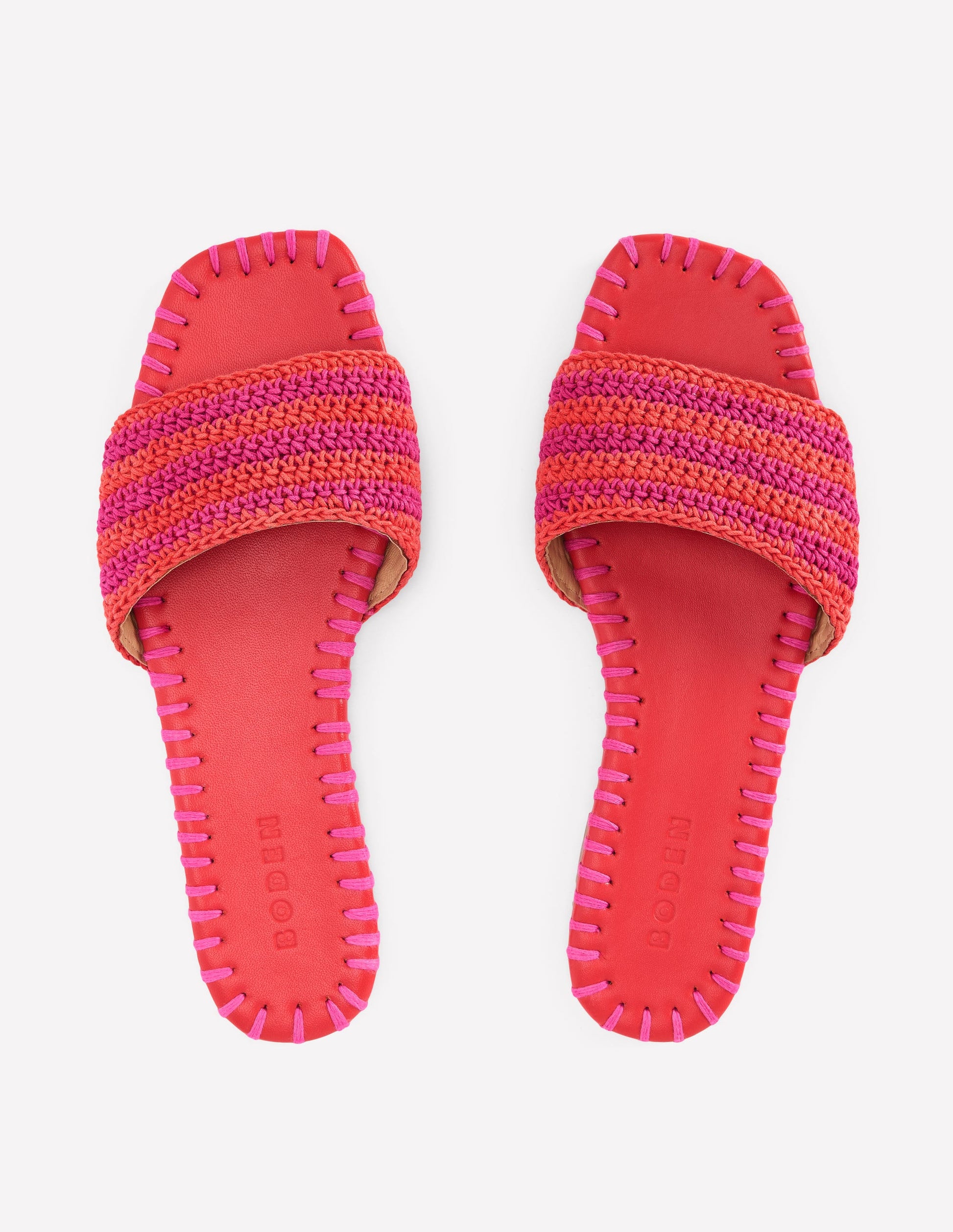 Trim Detail Flat Sandal-Pink Peony/Orange Stripe-5