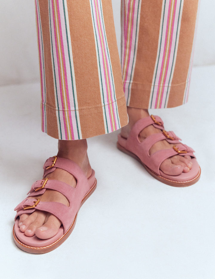 Sandalen mit drei Riemen und Fußbett-Altrosa
