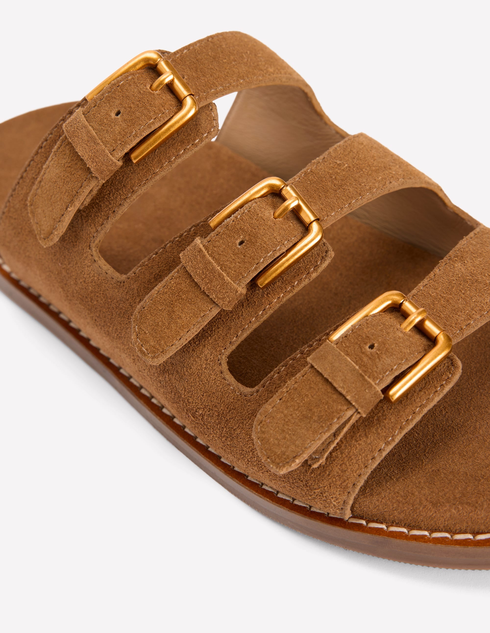 Triple Strap Footbed Sandal-Tan - Image 4