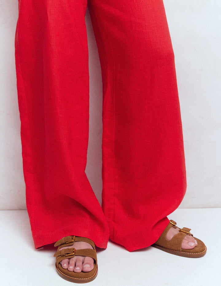 Sandalen mit drei Riemen und Fußbett-Hellbraun