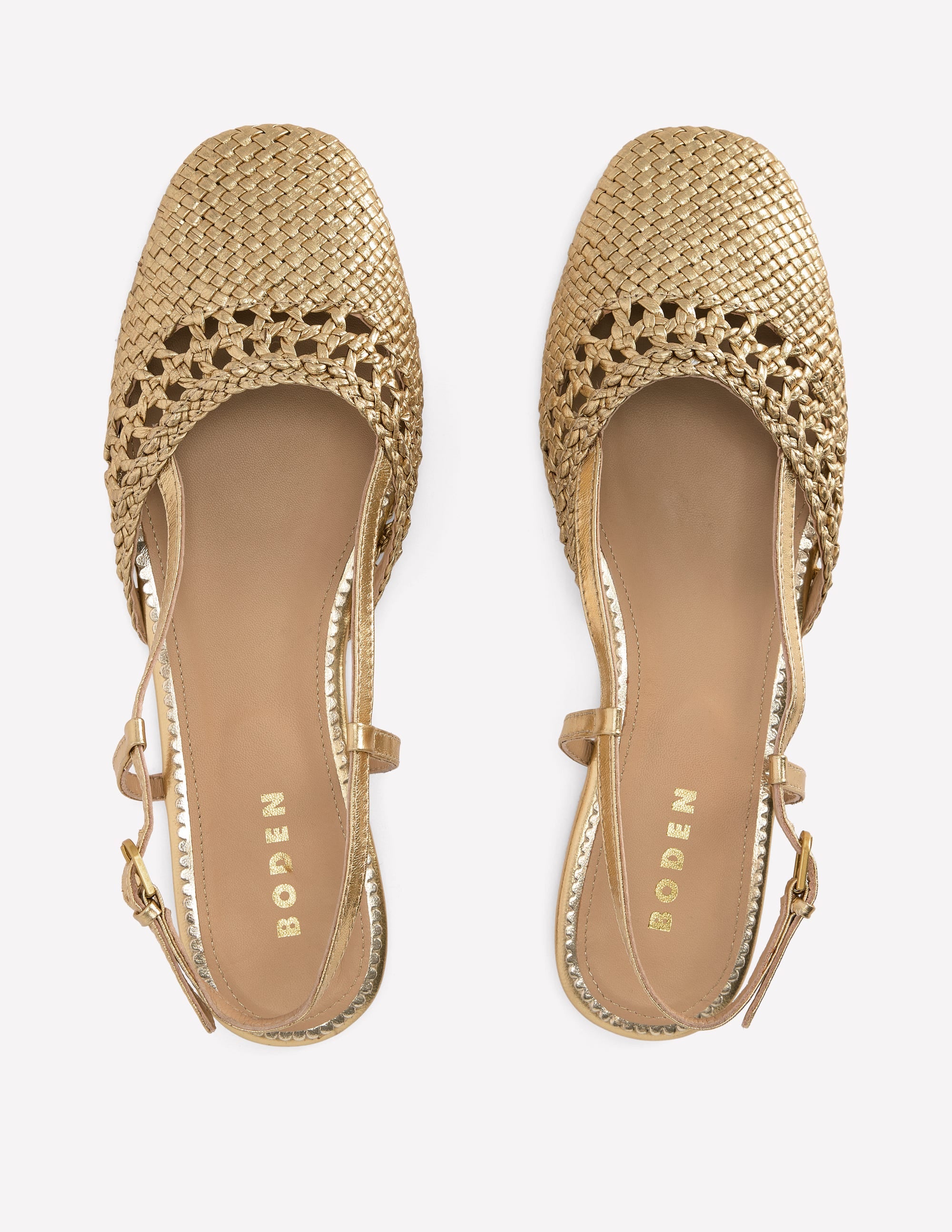 Gewebte Slingback-Ballerinas-Gold - Image 5