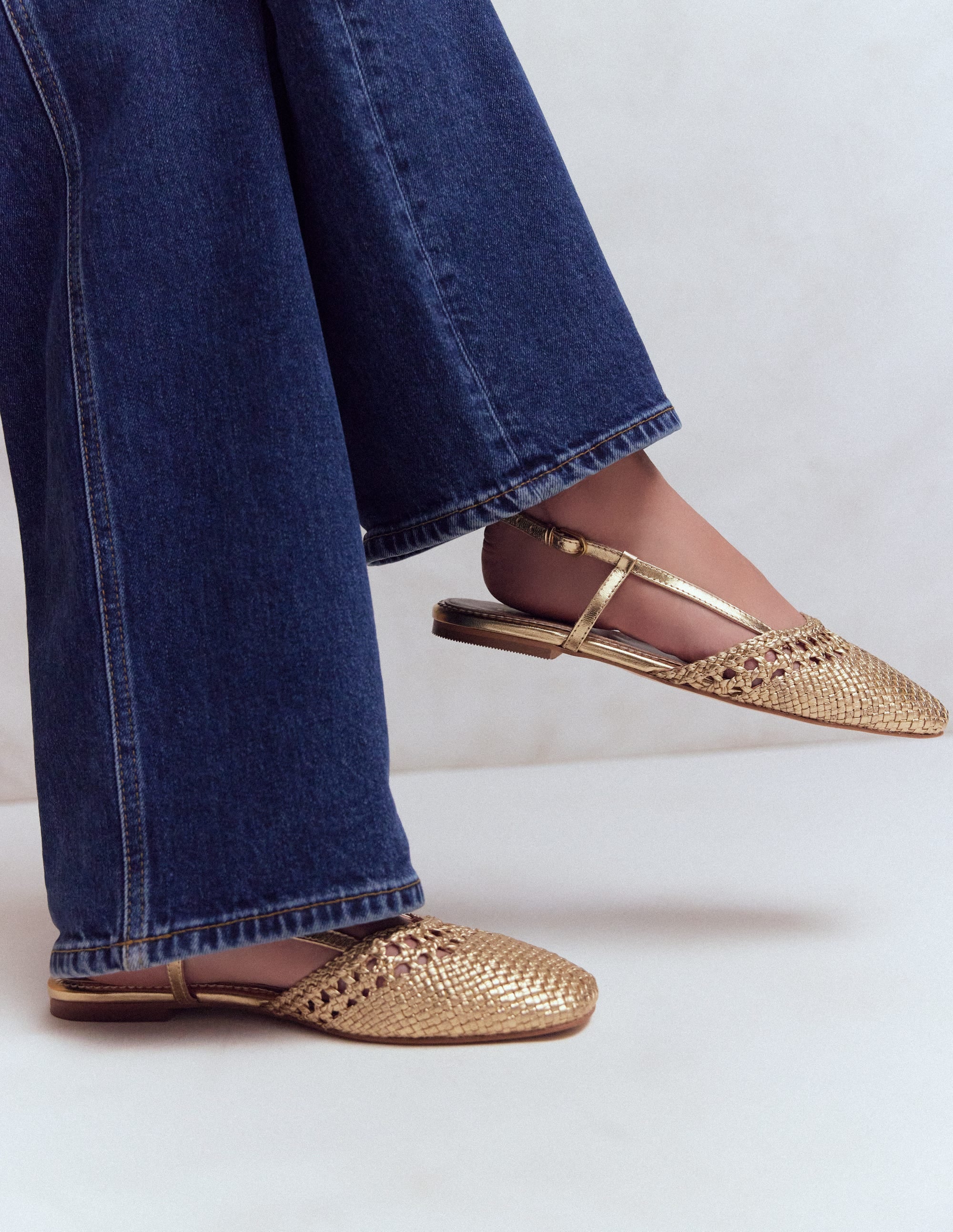 Gewebte Slingback-Ballerinas-Gold - Image 2