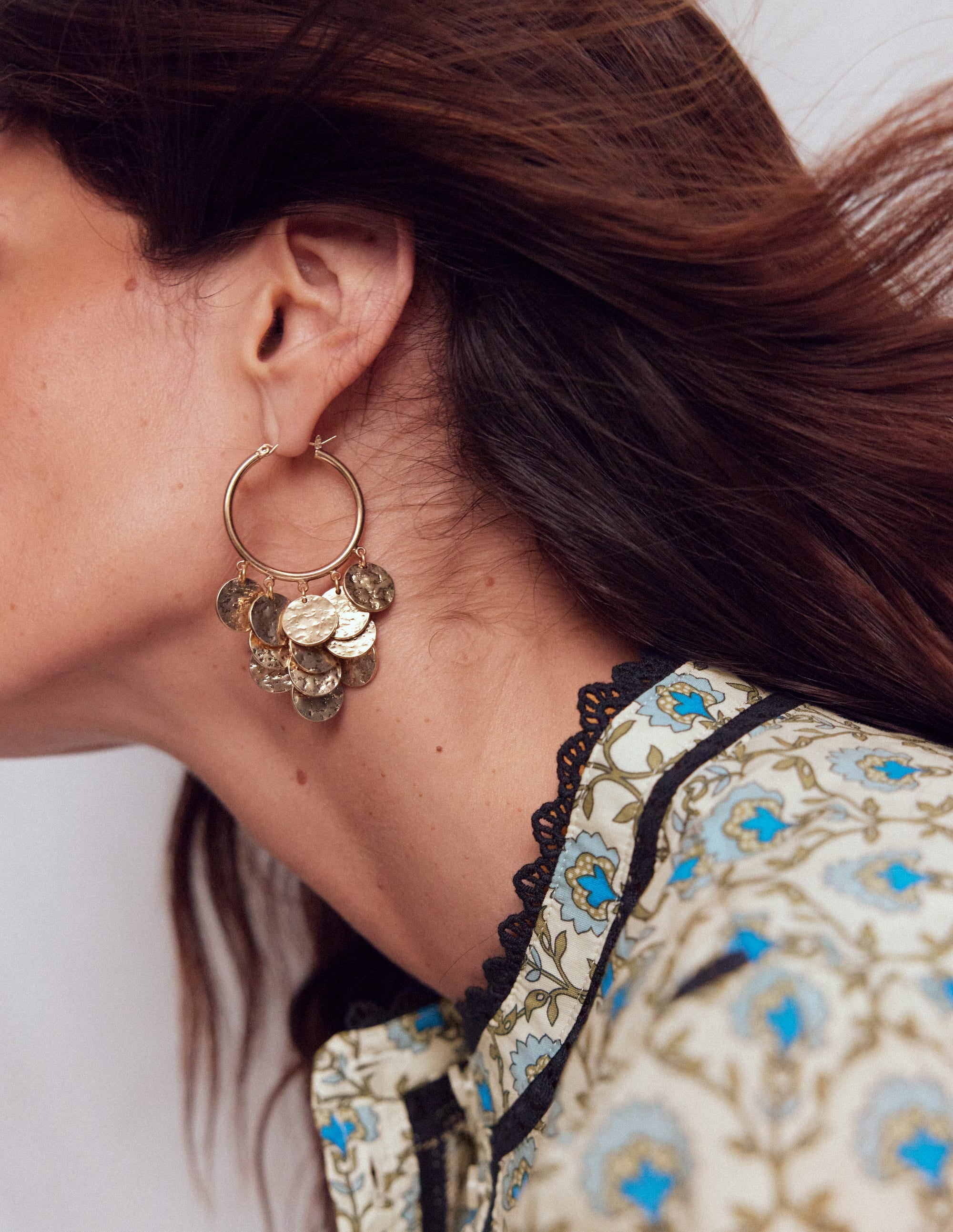 Hammered Gold Teardrop Hoops-Gold Colour - Image 3