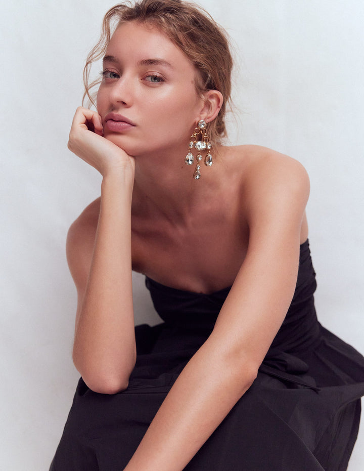 Grandes boucles d’oreilles à pierres-Transparent