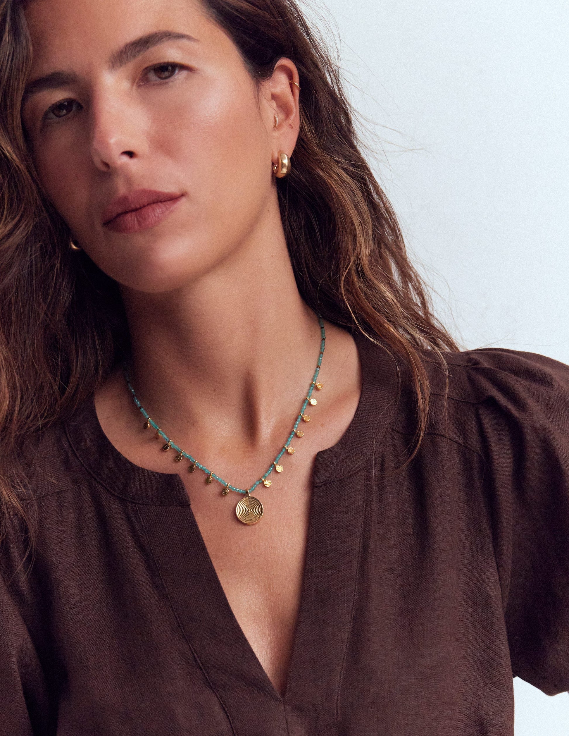 Kurze Perlenkette-Blau-1