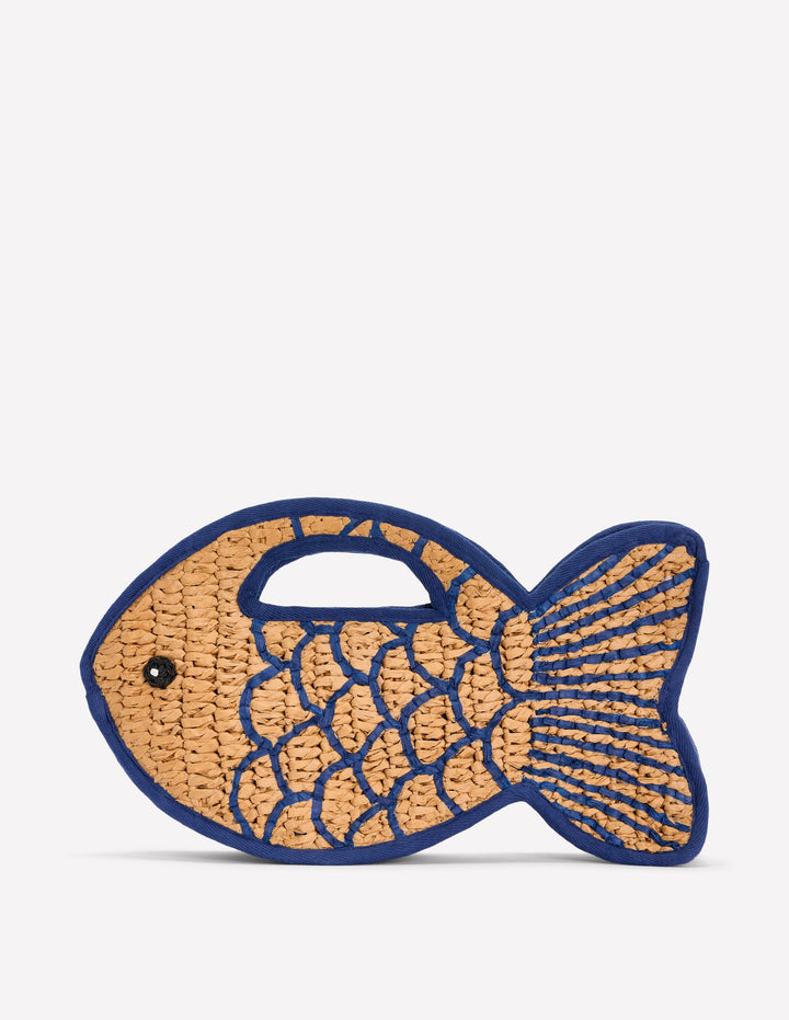 Originelle Fisch-Clutch-Naturbelassen/Leuchtendes Blau