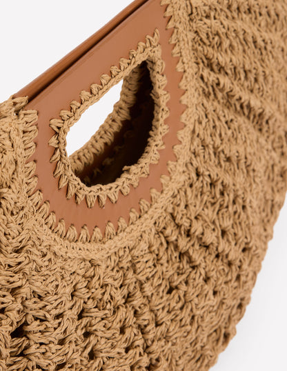 Clutch in Halbmondform aus Bast-Naturbelassen Bast-5