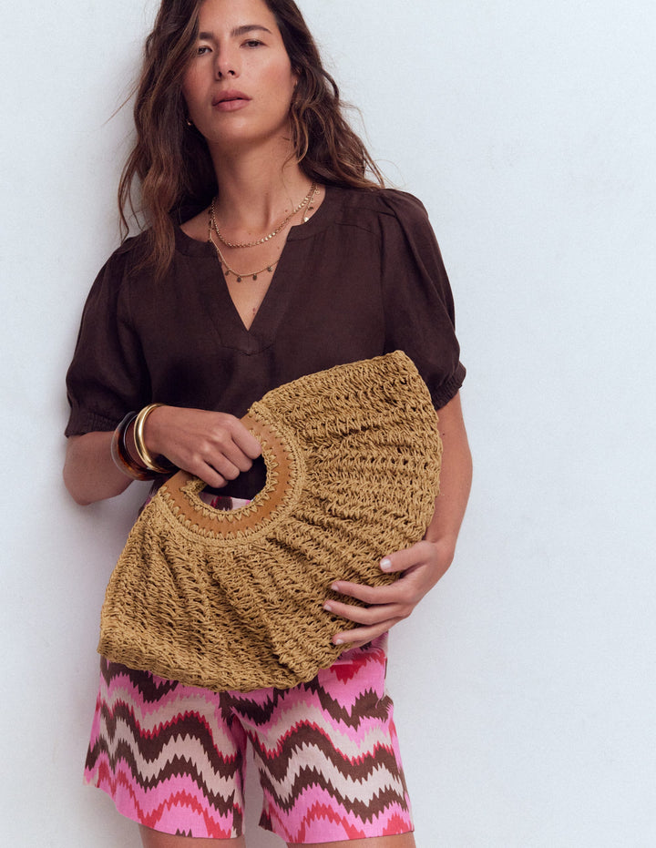 Clutch in Halbmondform aus Bast-Naturbelassen Bast