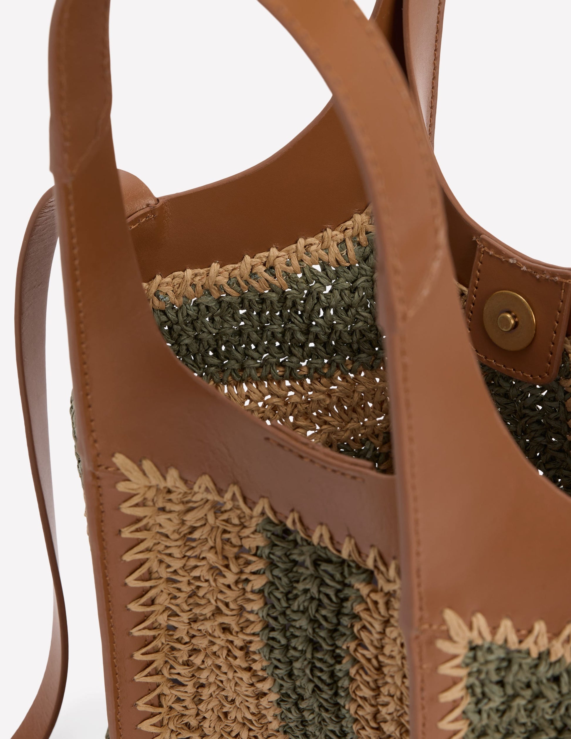 Mini Straw Tote-Khaki/Natural Stripe-4