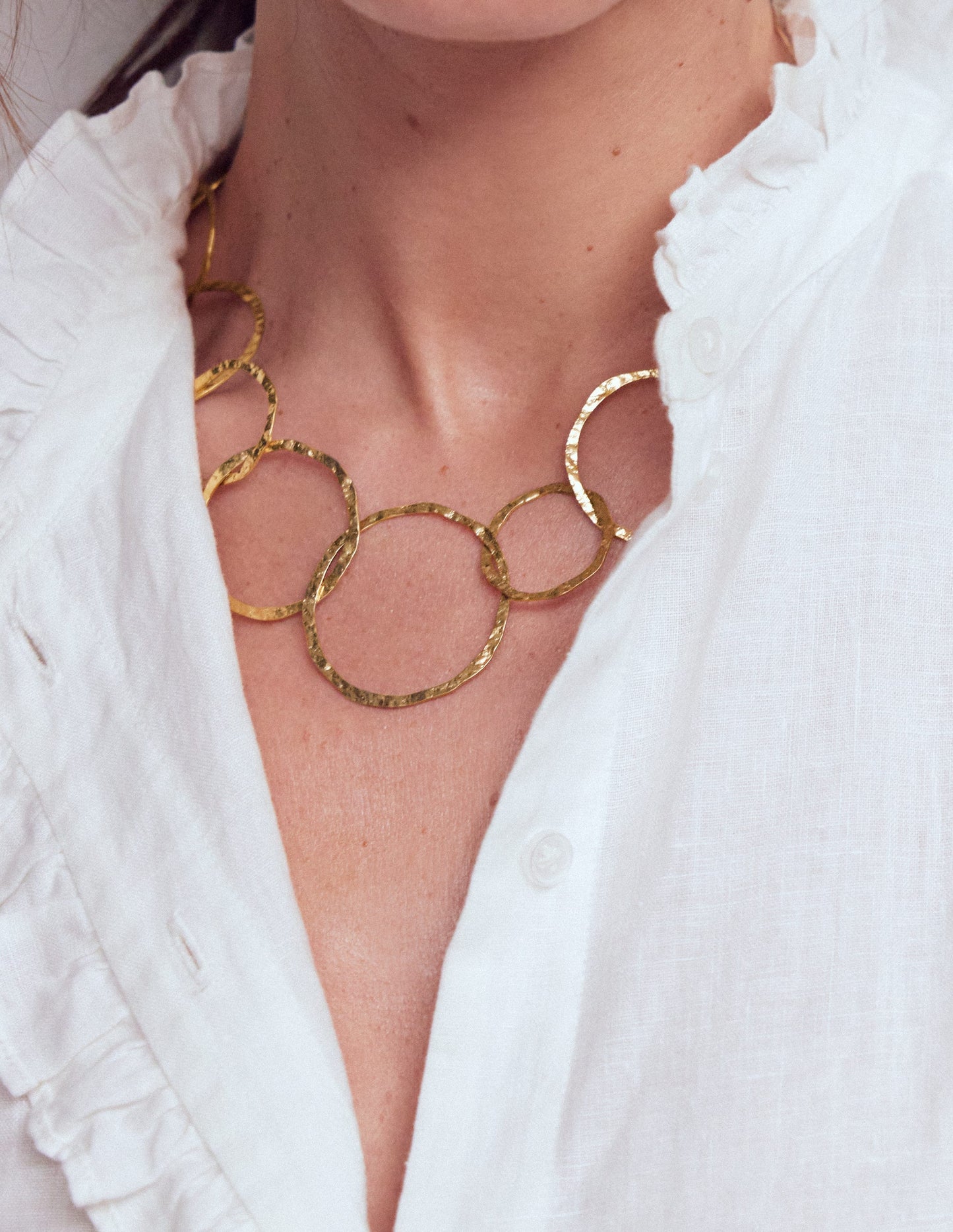 Statement Circle Necklace-Gold Colour