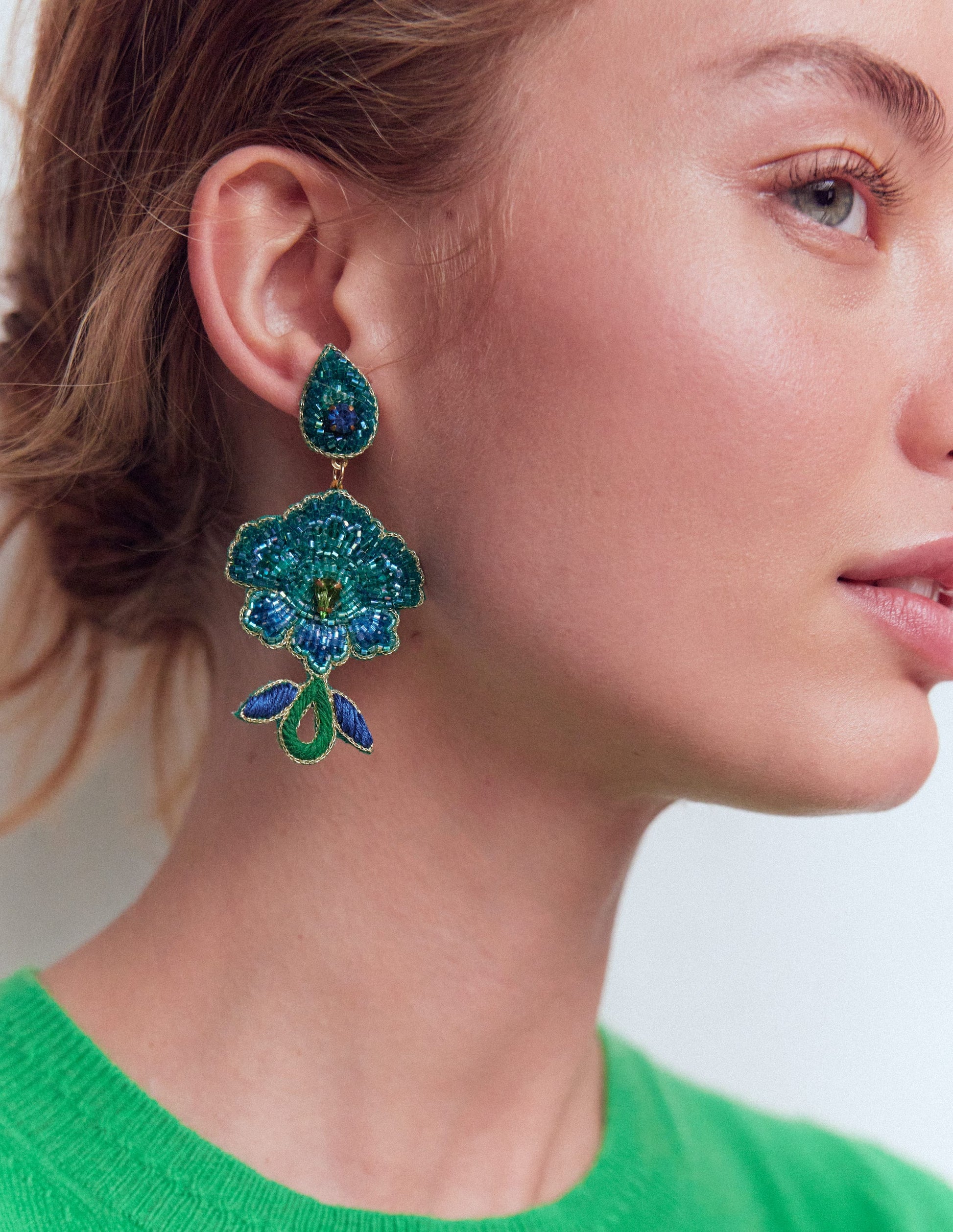 Blumenohrringe für besondere Anlässe-Blau-3