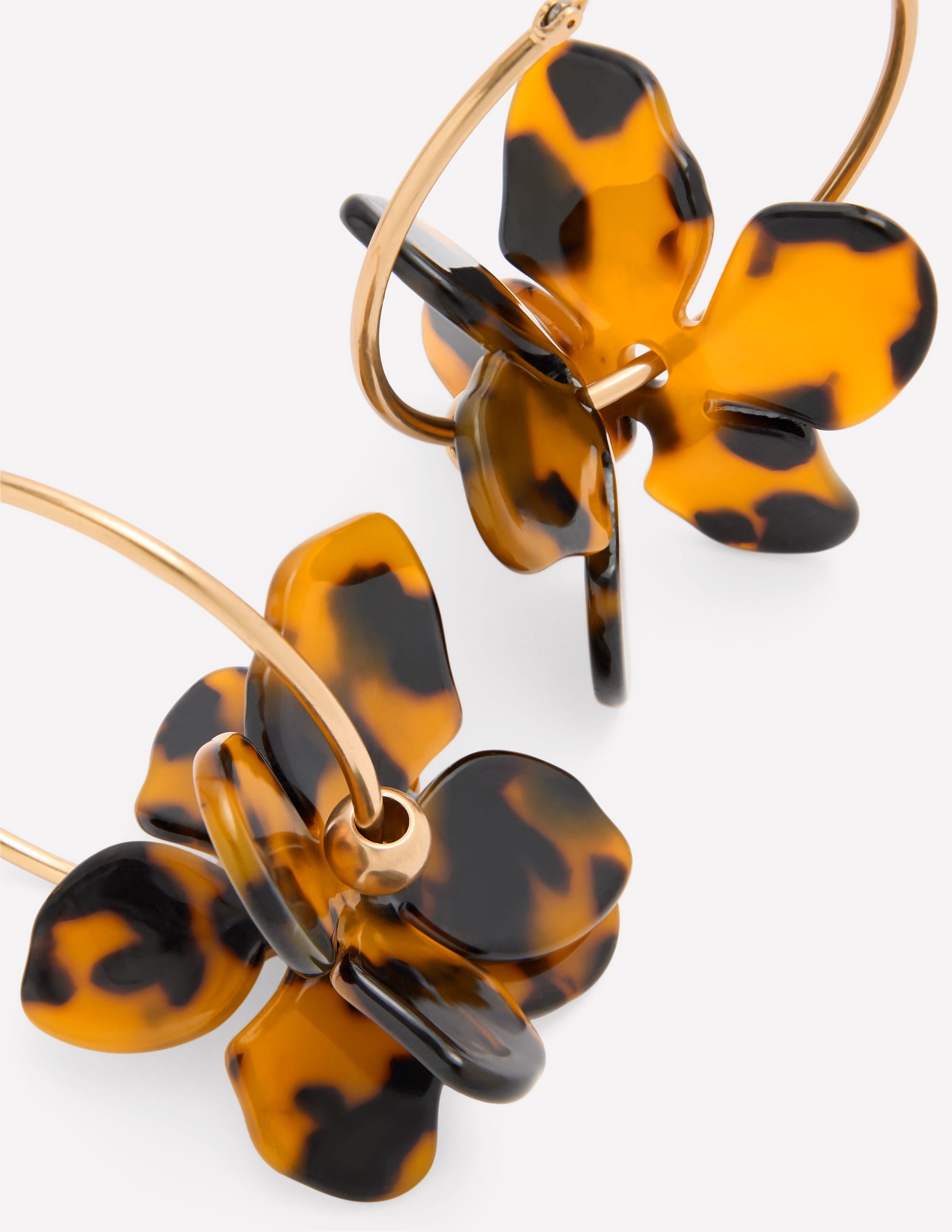 Creolen mit Kunstharzblumen-Braun Schildpatt - Image 4