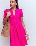 Robe Naomi à manches courtes-Rose pivoine