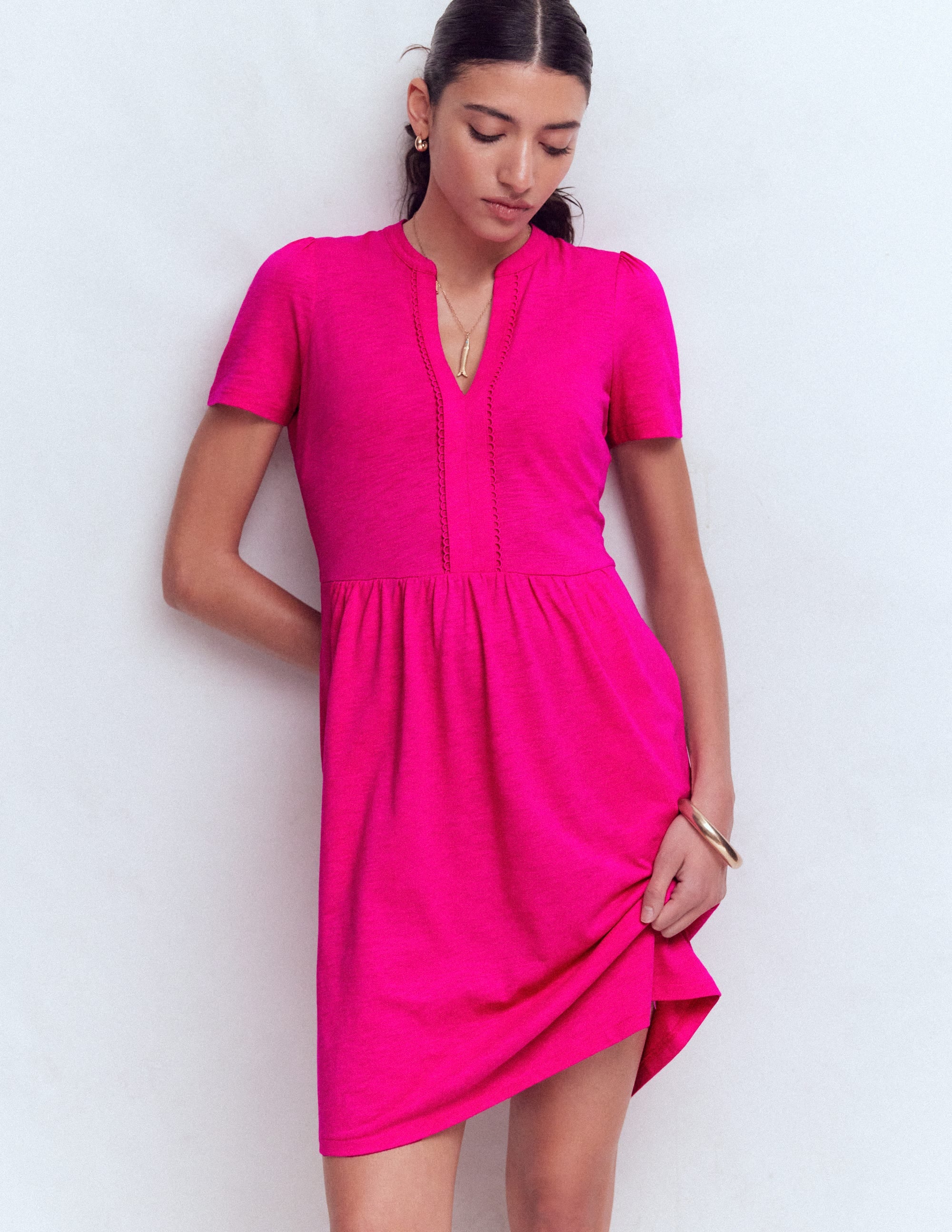 Naomi Kurzärmliges Kleid-Rosarot - Image 5