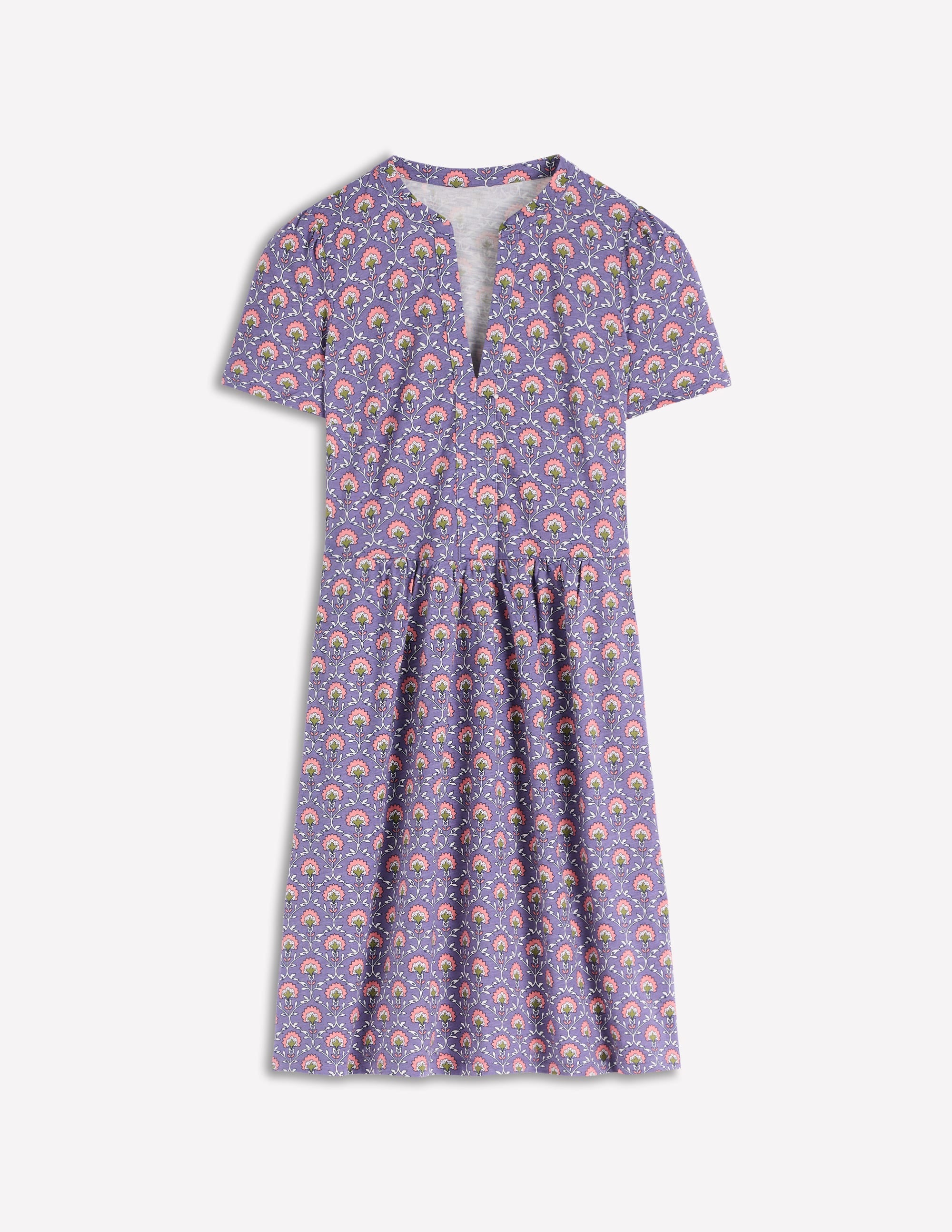 Robe Naomi à manches courtes-Chardon violet, motif Flower Lattice - Image 5