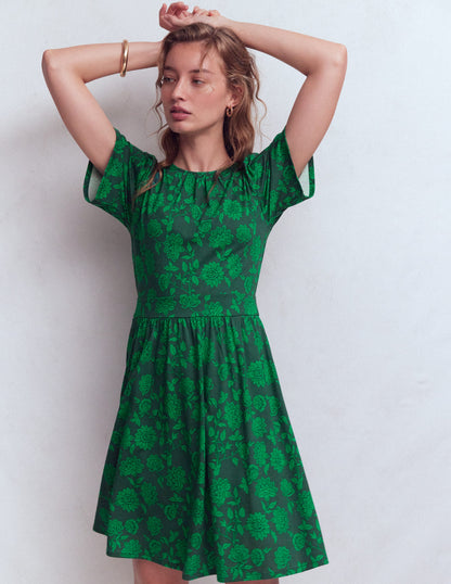 Louisa Kurzes Jerseykleid-Malachitgrün, Blumenrausch-4