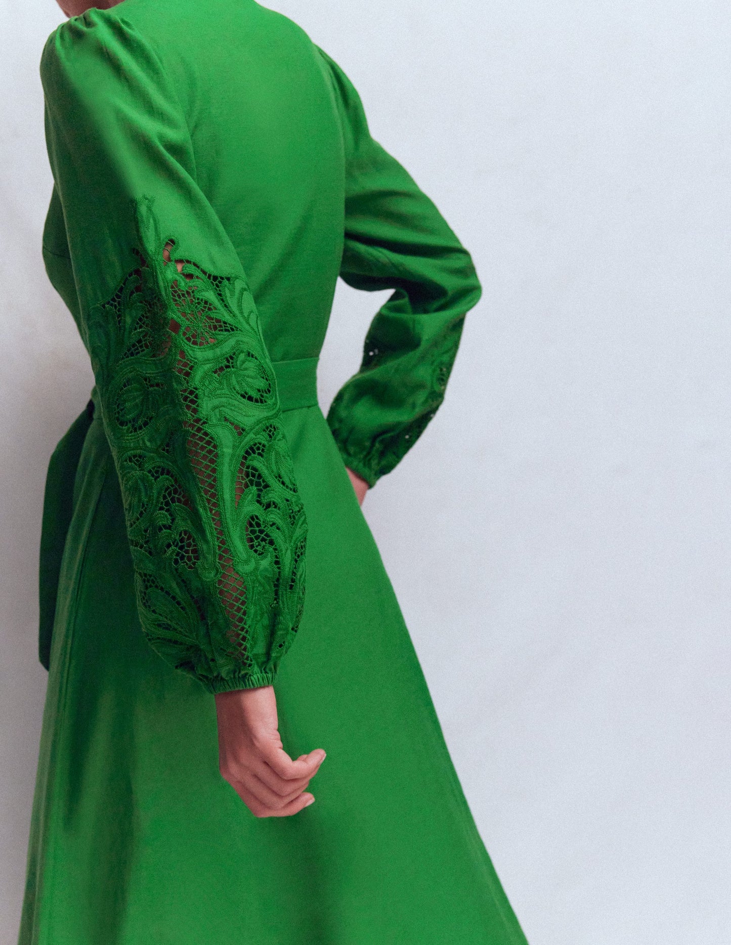 Robe-chemise Mae en lin mélangé-Vert des Highlands