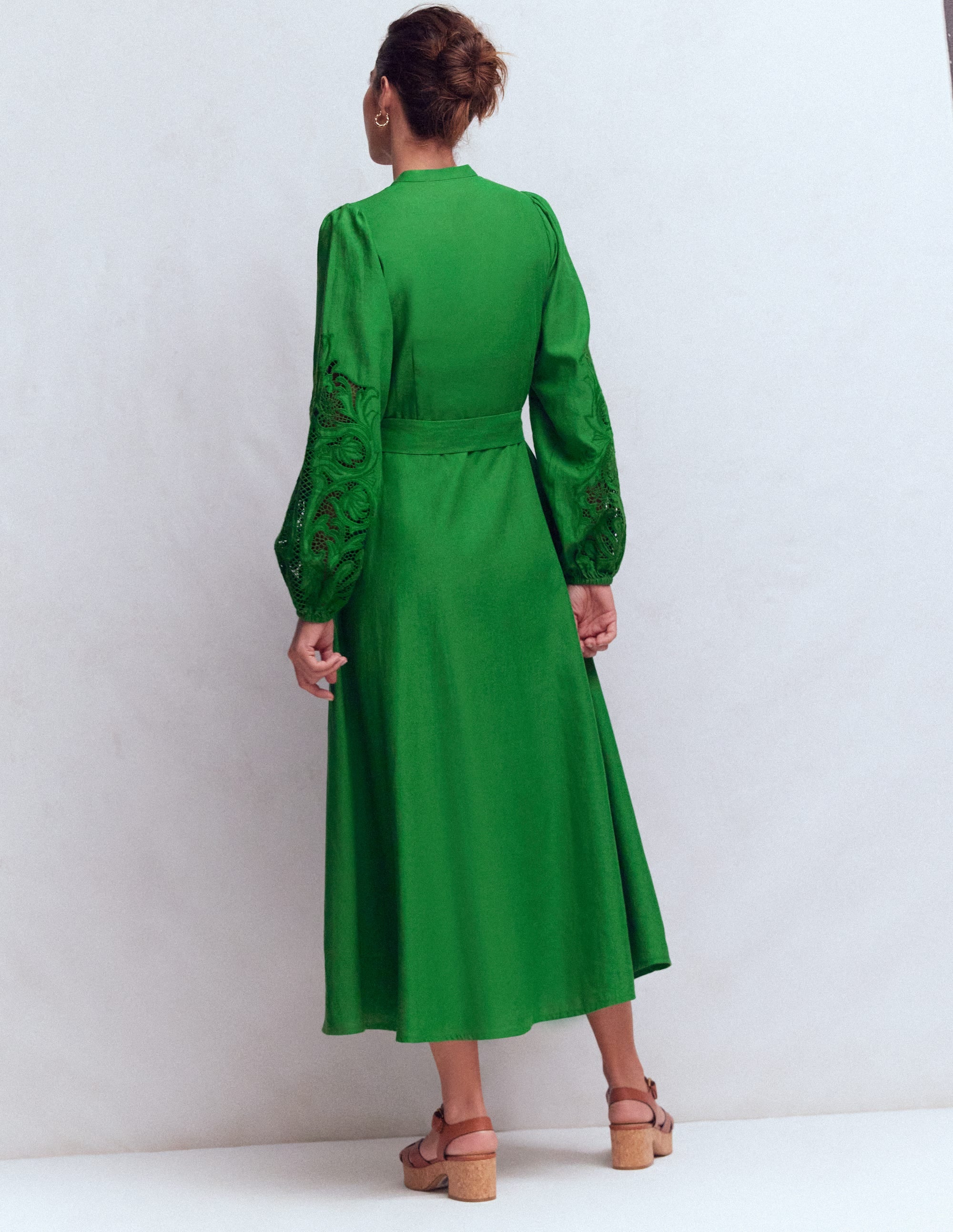 Robe-chemise Mae en lin mélangé-Vert des Highlands - Image 3