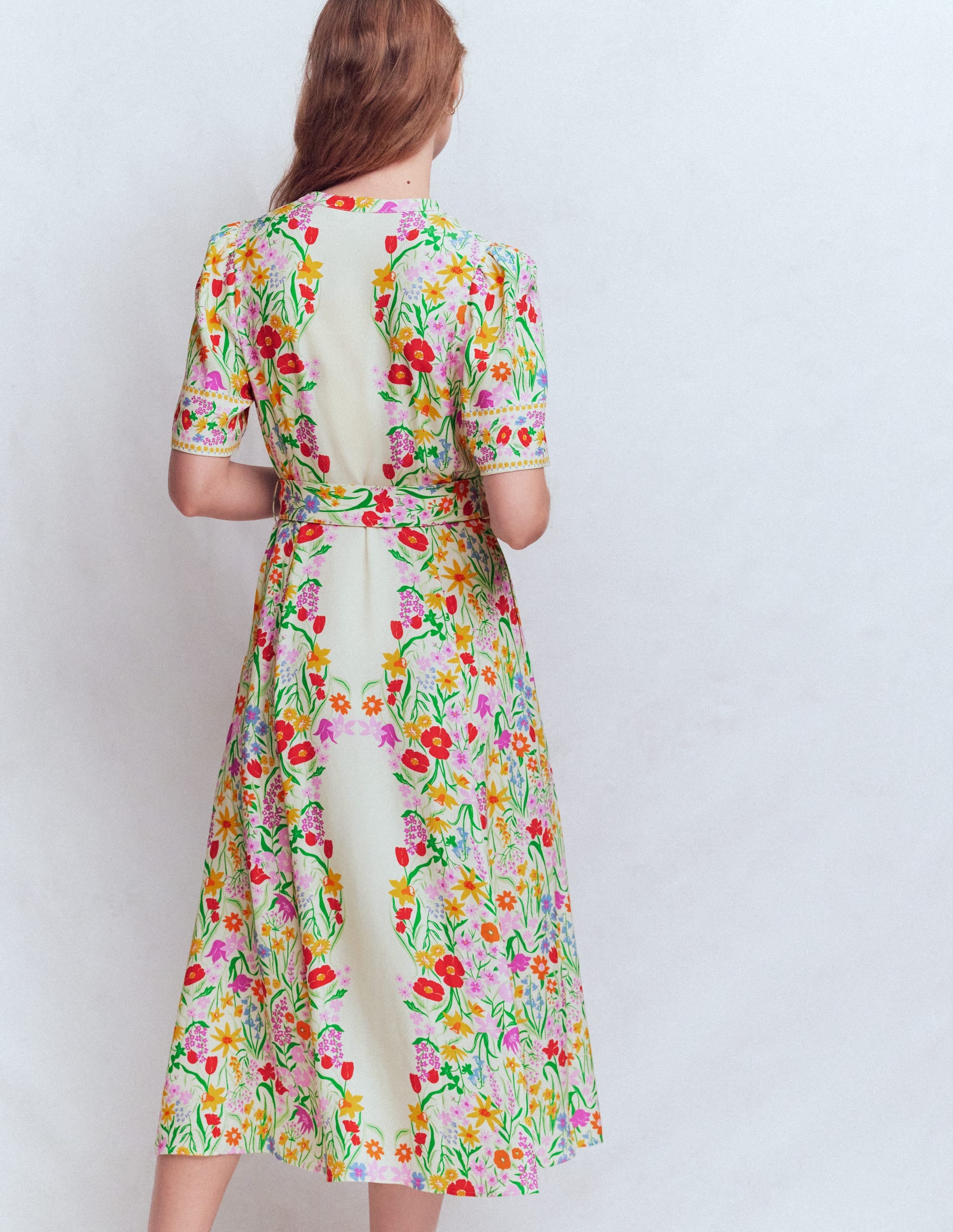 Kate Kleid mit Puffärmeln und Gürtel-Naturweiß, Eleganter Garten - Image 3