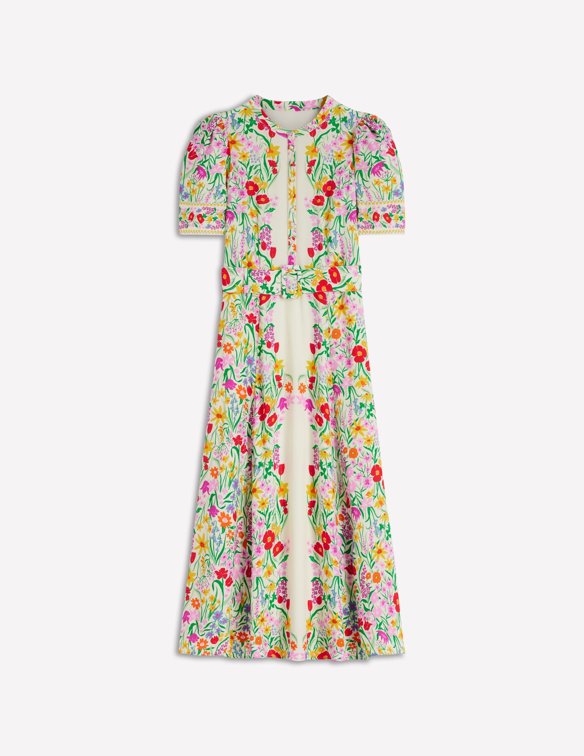 Kate Kleid mit Puffärmeln und Gürtel-Naturweiß, Eleganter Garten - Image 8