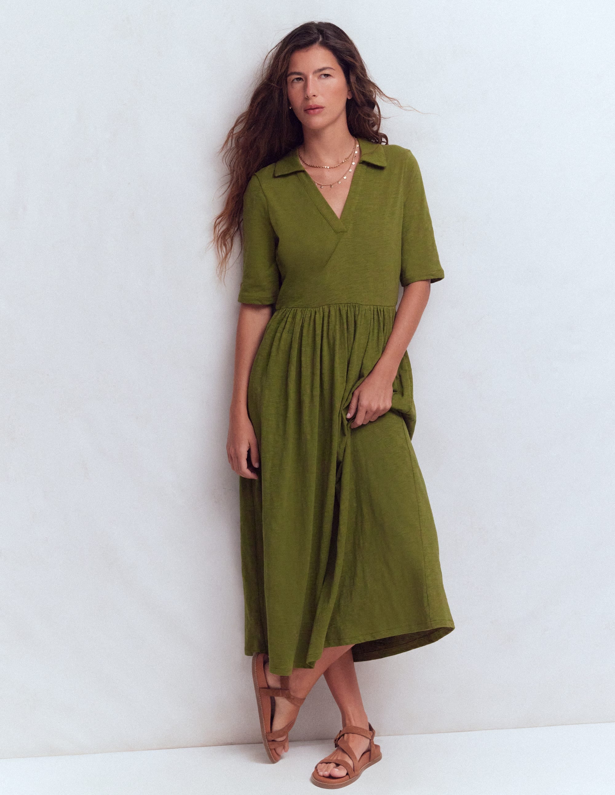 Aria Jerseykleid mit Kragen-Promenadengrün - Image 4