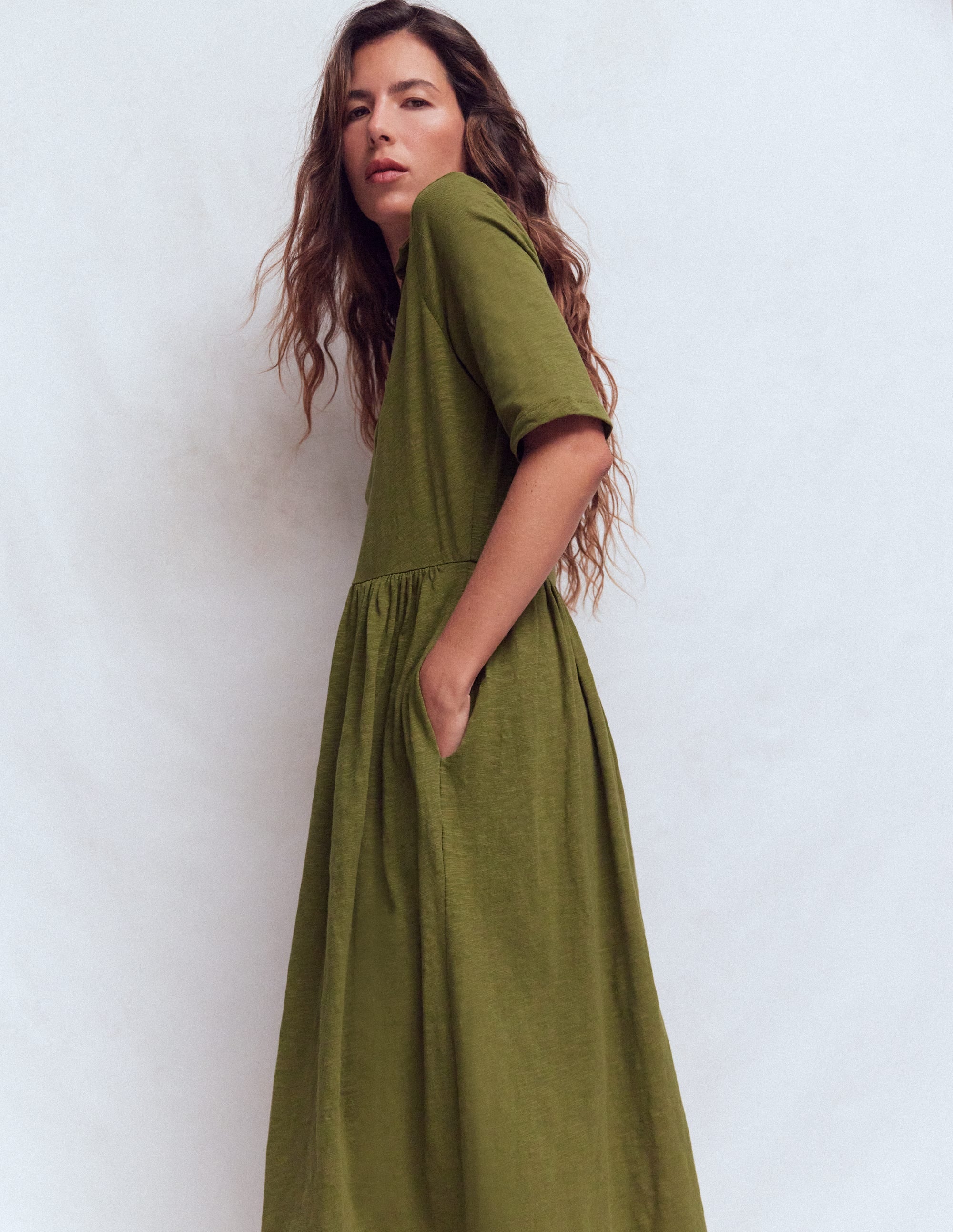 Aria Jerseykleid mit Kragen-Promenadengrün - Image 5