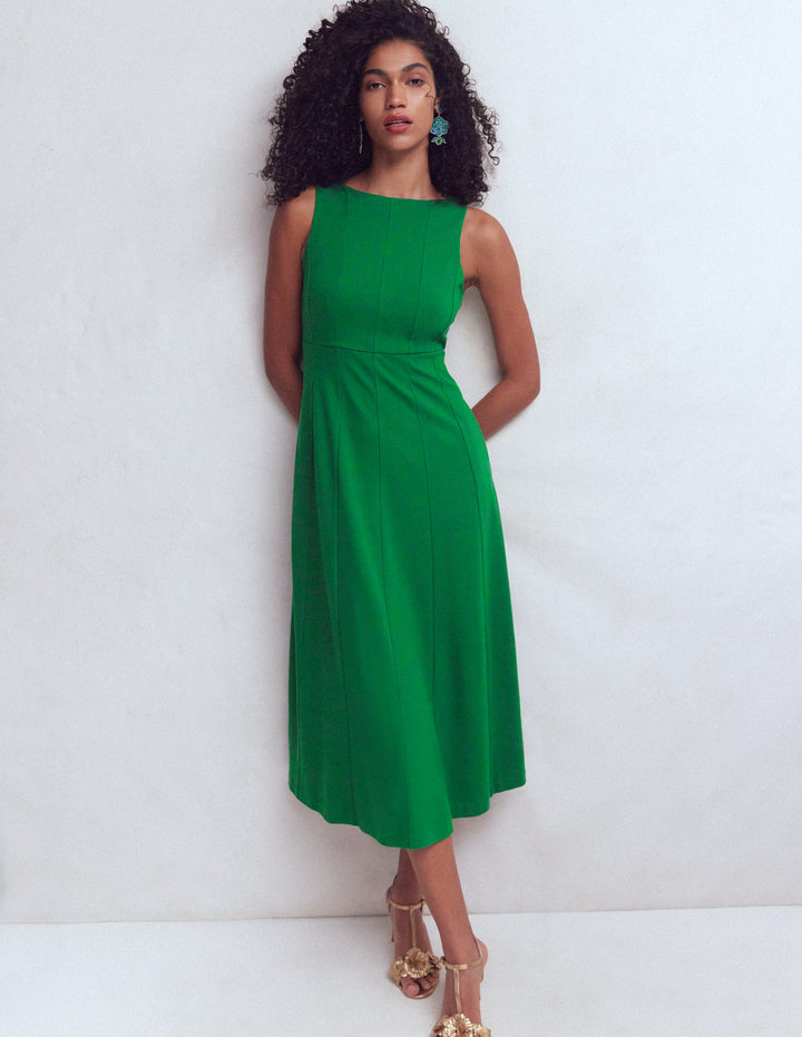 Ärmelloses Ponte-Midikleid-Frisches Grün