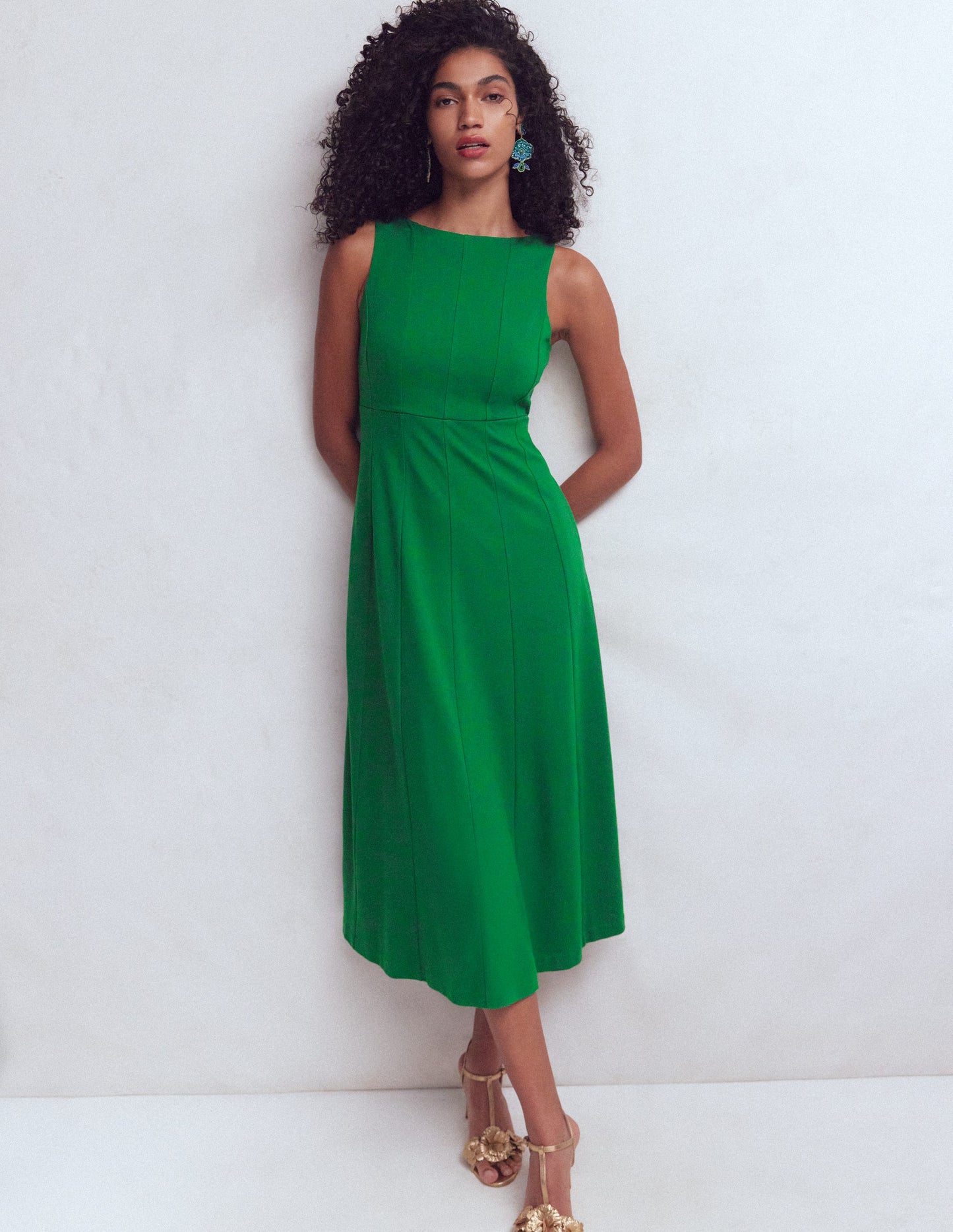 Robe sans manches en point de Rome-Vert frais