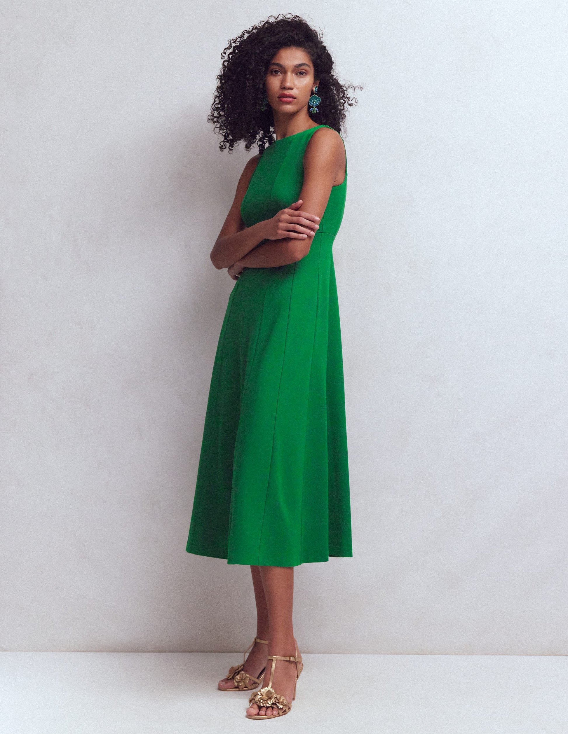 Robe sans manches en point de Rome-Vert frais-4