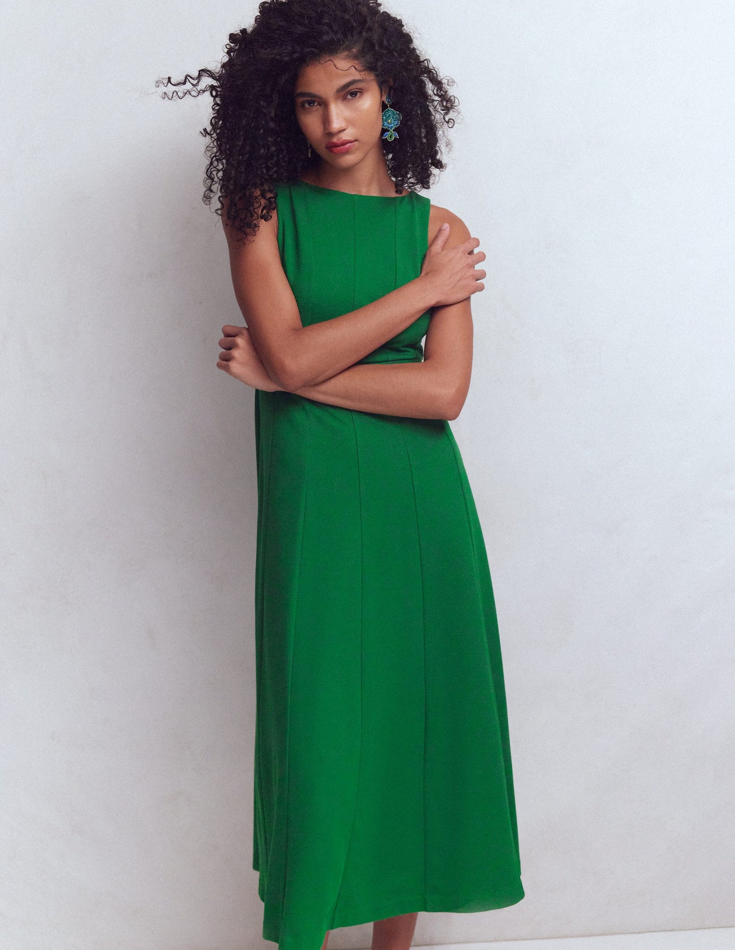 Robe sans manches en point de Rome-Vert frais