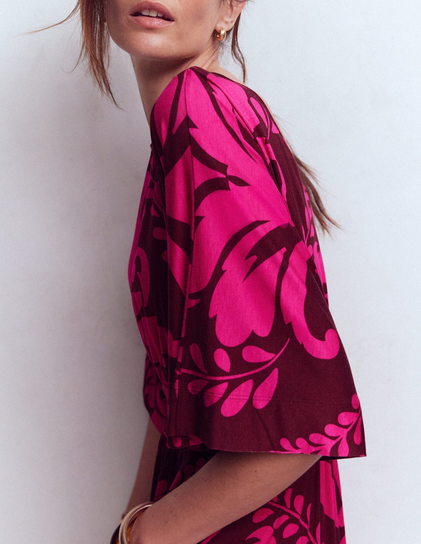 Imelda Jersey-Kimonokleid-Rosa Pfingstrose, Dekoratives Gitter