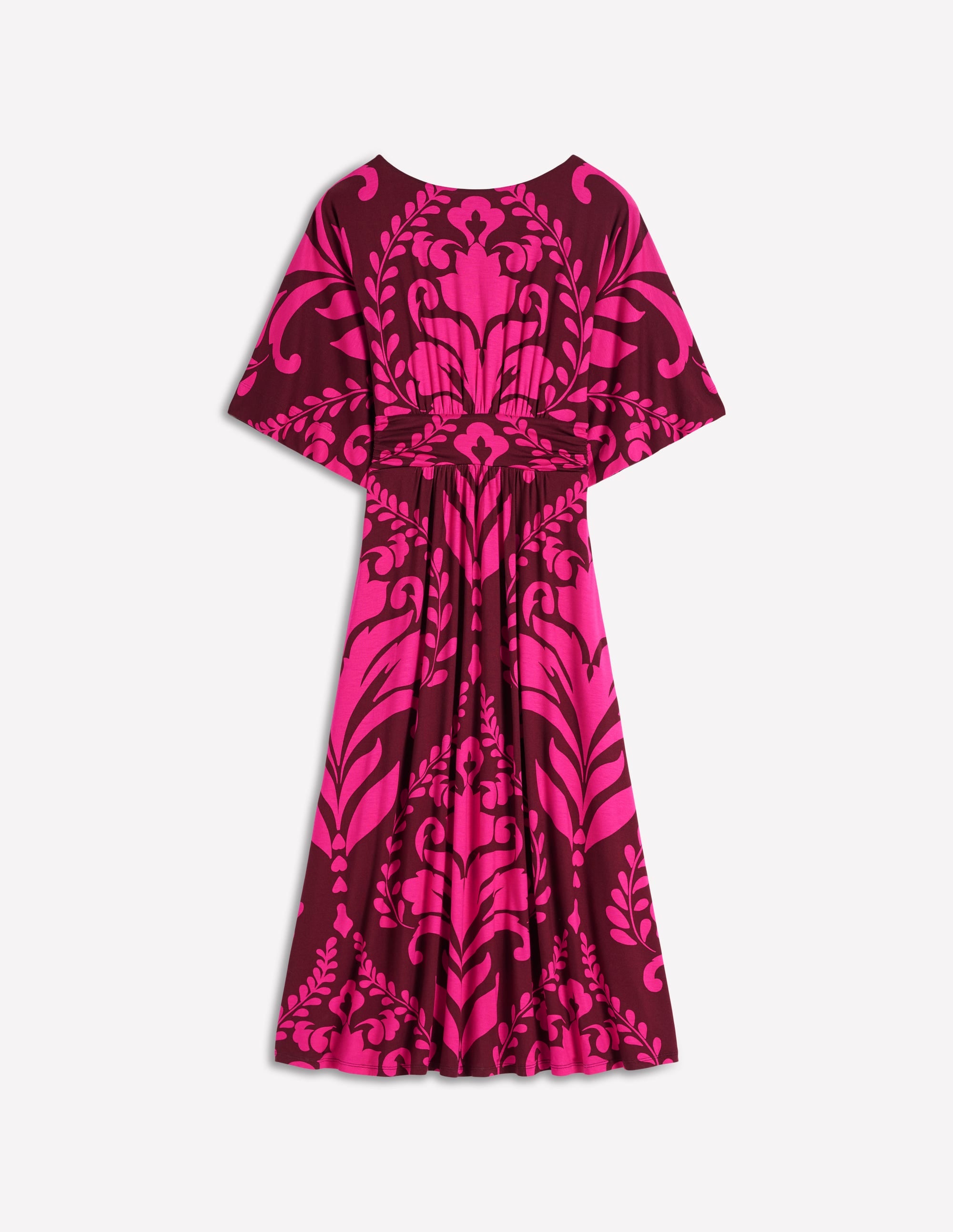 Imelda Jersey-Kimonokleid-Rosa Pfingstrose, Dekoratives Gitter - Image 7