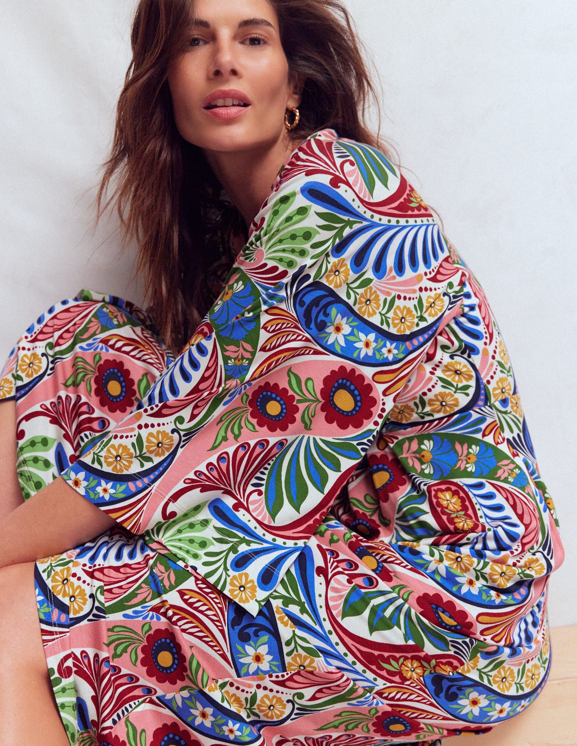 Nell Midi-Kimonokleid aus Jersey-Bunt, Verwunschenes Paisleymuster-5