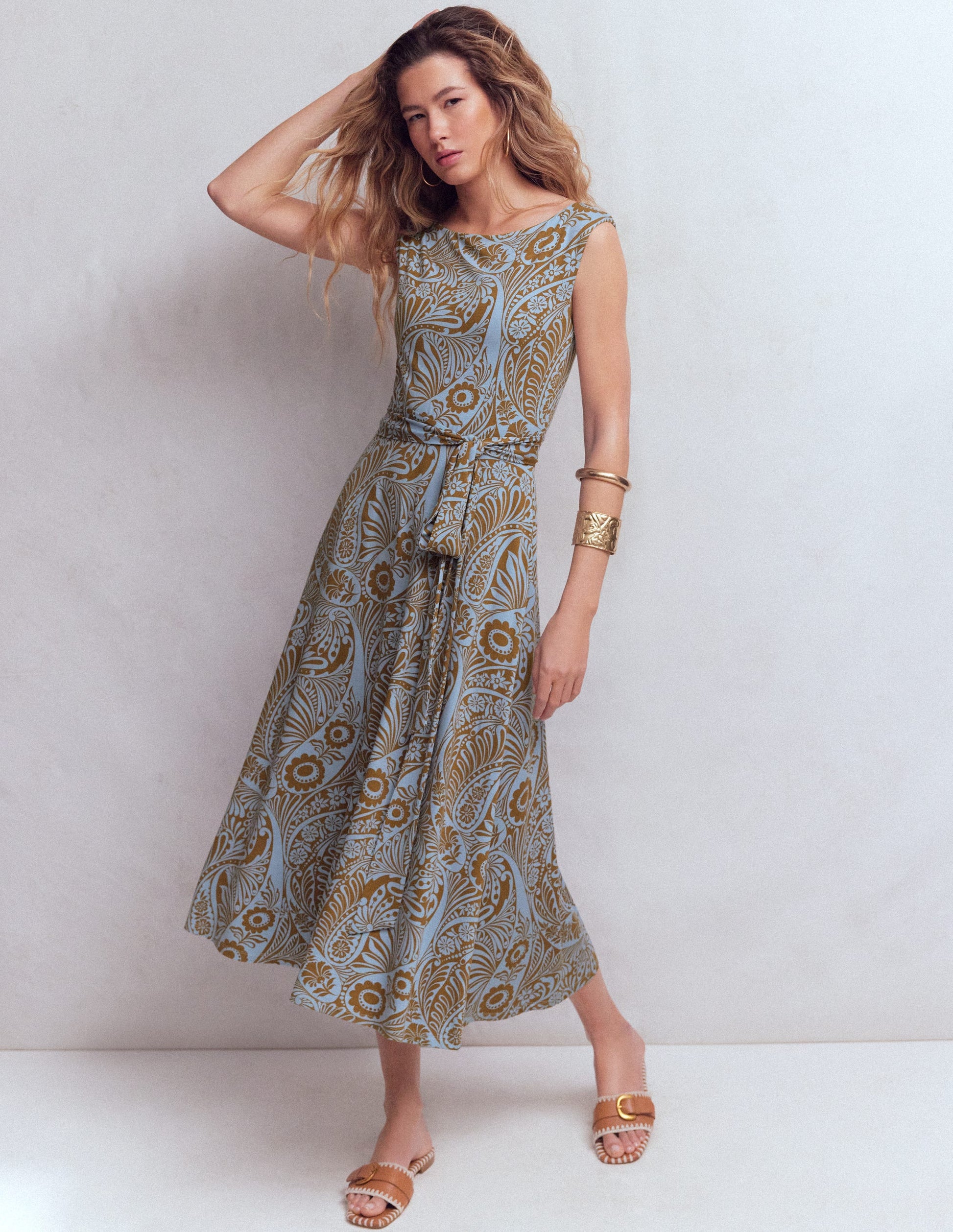 Tamsin Jersey-Midikleid-Blau, Verwunschenes Paisleymuster-4