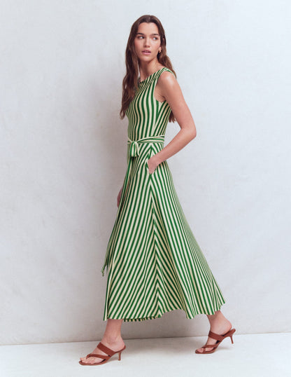 Robe midi Tamsin en jersey-Vert frais, rayé-2