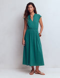 Alba Gesmoktes Jersey-Midikleid-Entengrün