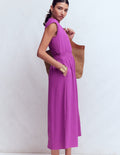 Alba Gesmoktes Jersey-Midikleid-Zwetschge