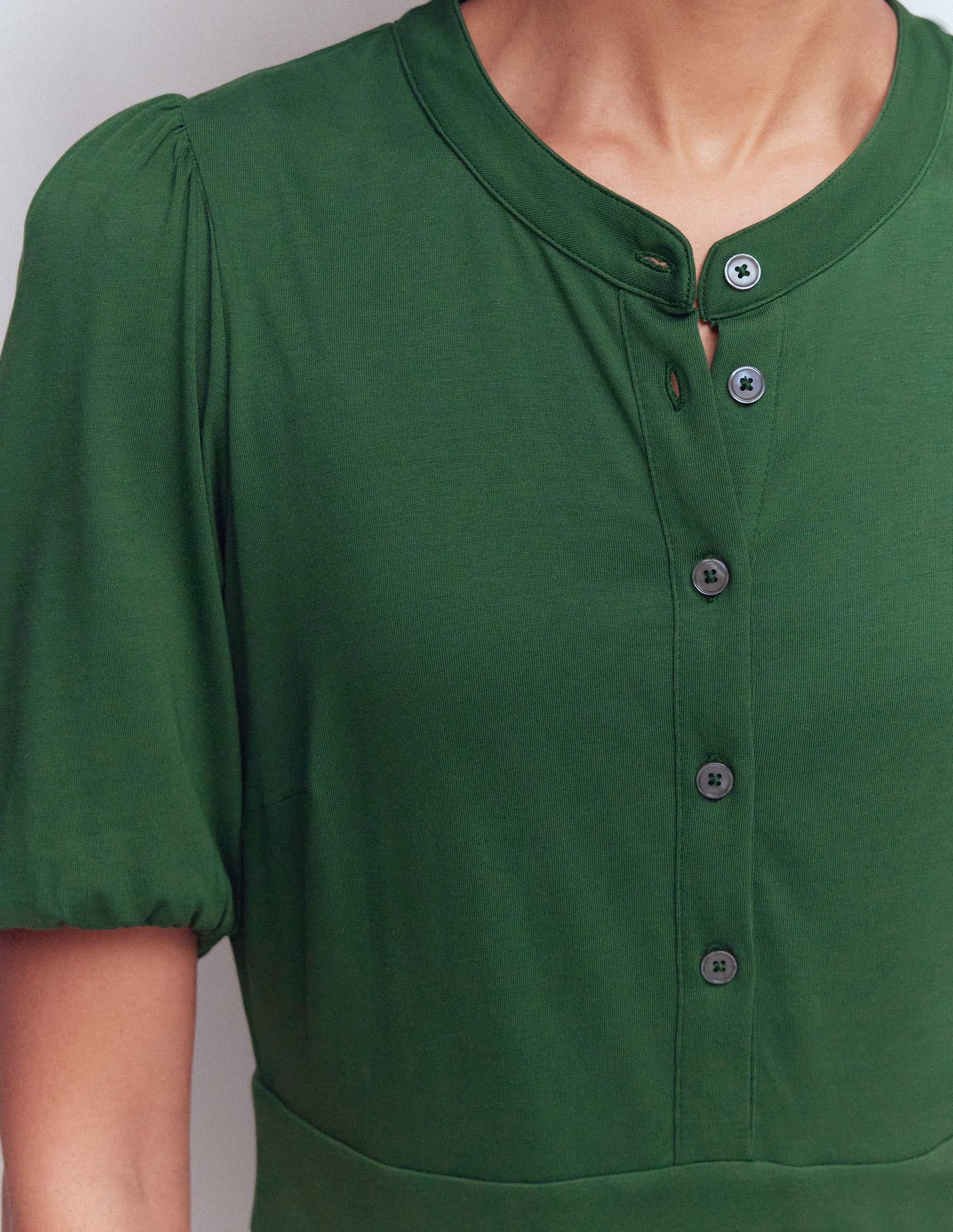 Robe midi Amber plissée en jersey-Vert chasseur - Image 2
